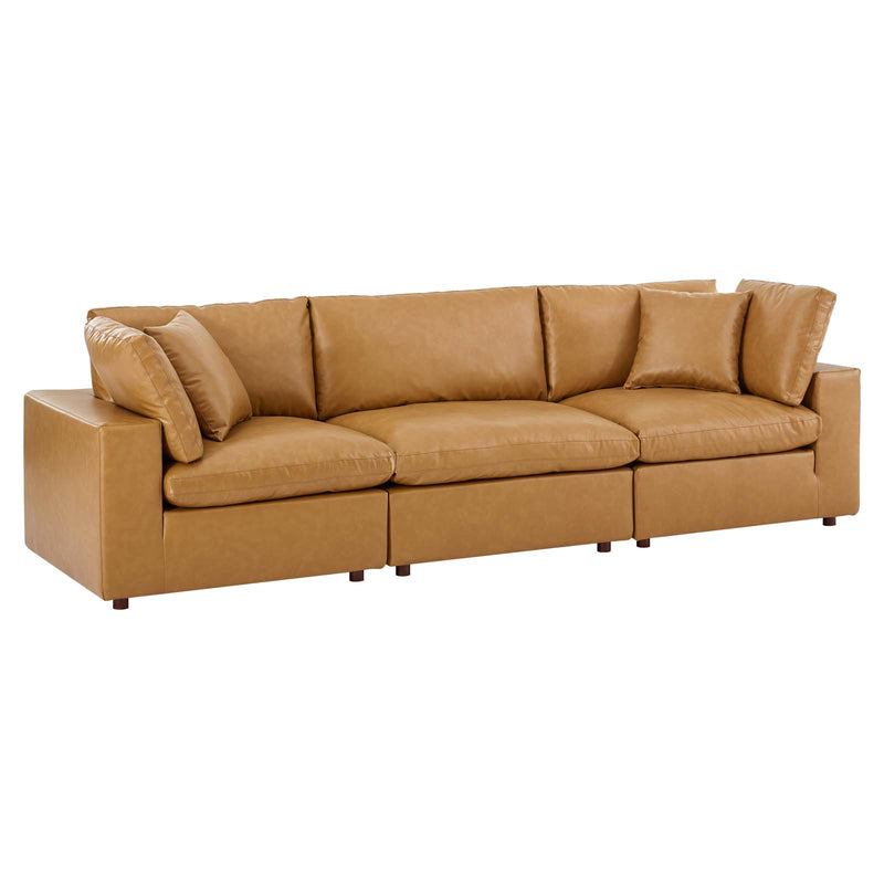 Modway Commix Down Filled Overstuffed Vegan Leather 3-Seater Sofa | Sofas | Modishstore-4