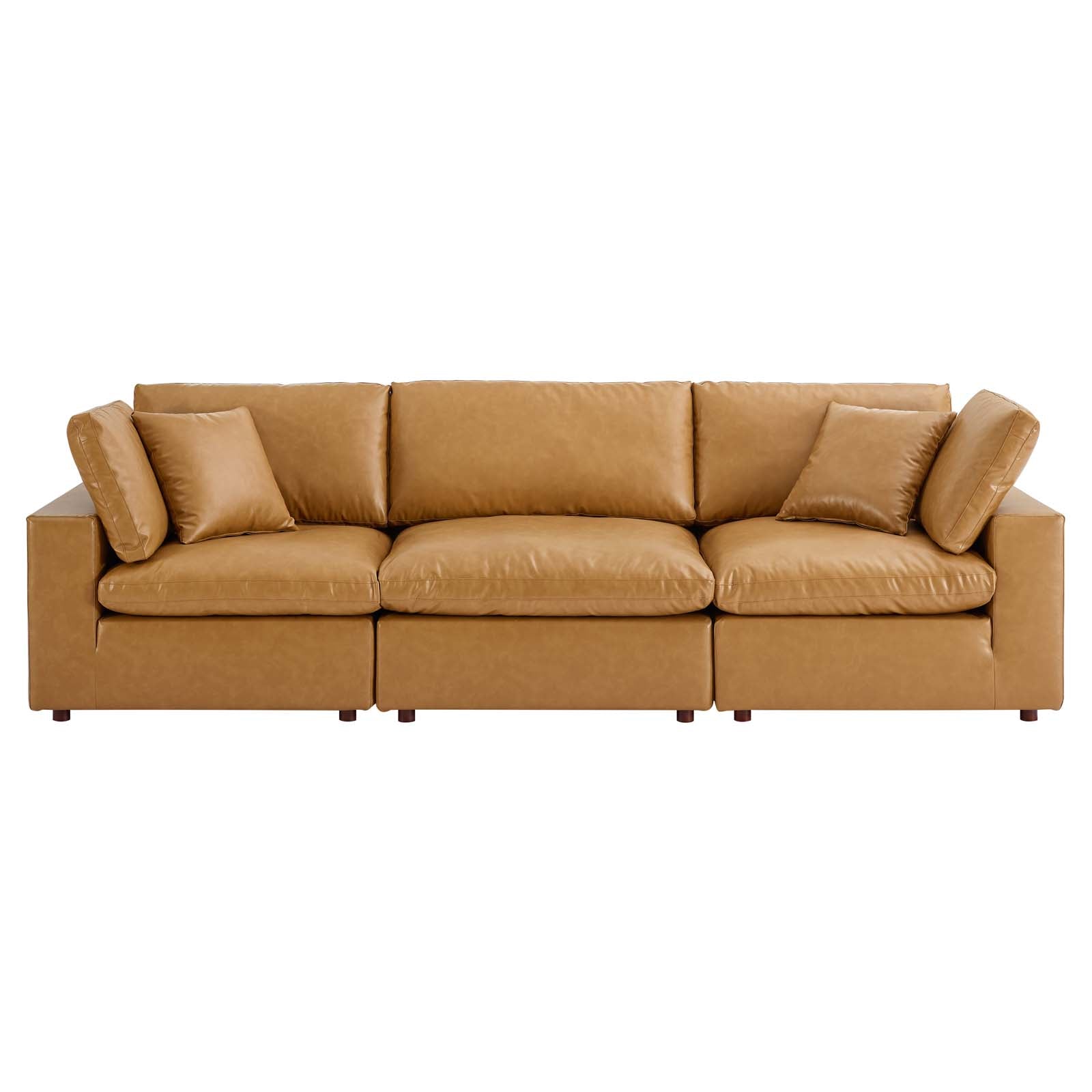 Modway Commix Down Filled Overstuffed Vegan Leather 3-Seater Sofa - EEI-4914 | Sofas | Modishstore - 5