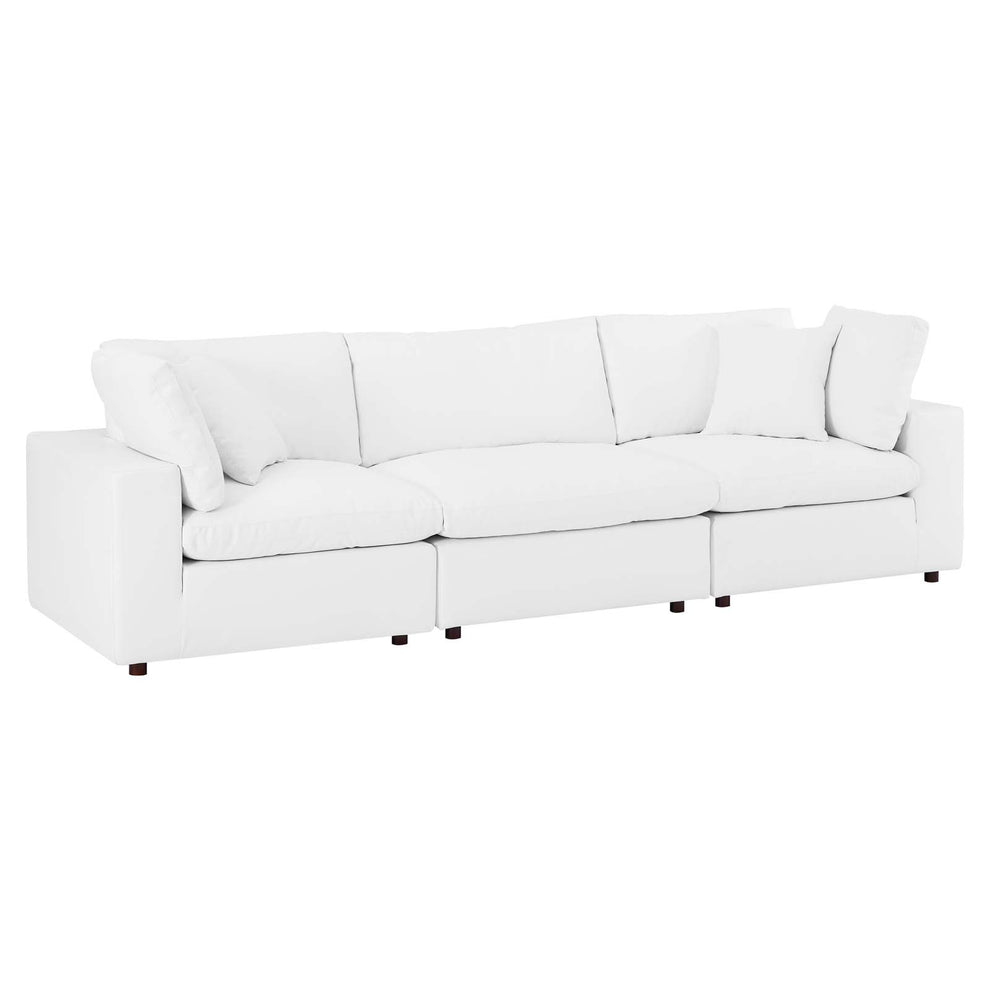 Modway Commix Down Filled Overstuffed Vegan Leather 3-Seater Sofa - EEI-4914 | Sofas | Modishstore - 7