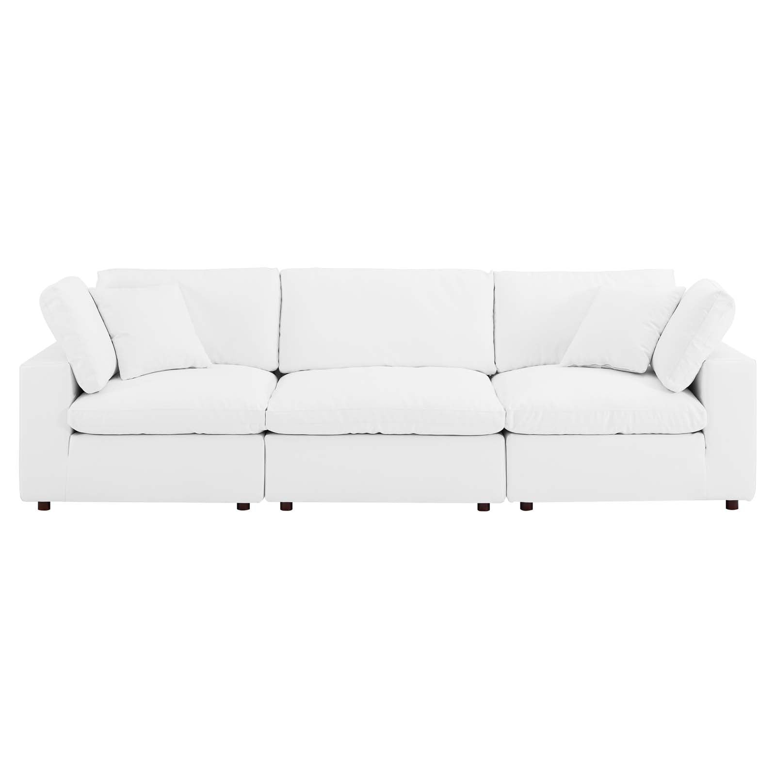 Modway Commix Down Filled Overstuffed Vegan Leather 3-Seater Sofa - EEI-4914 | Sofas | Modishstore - 8