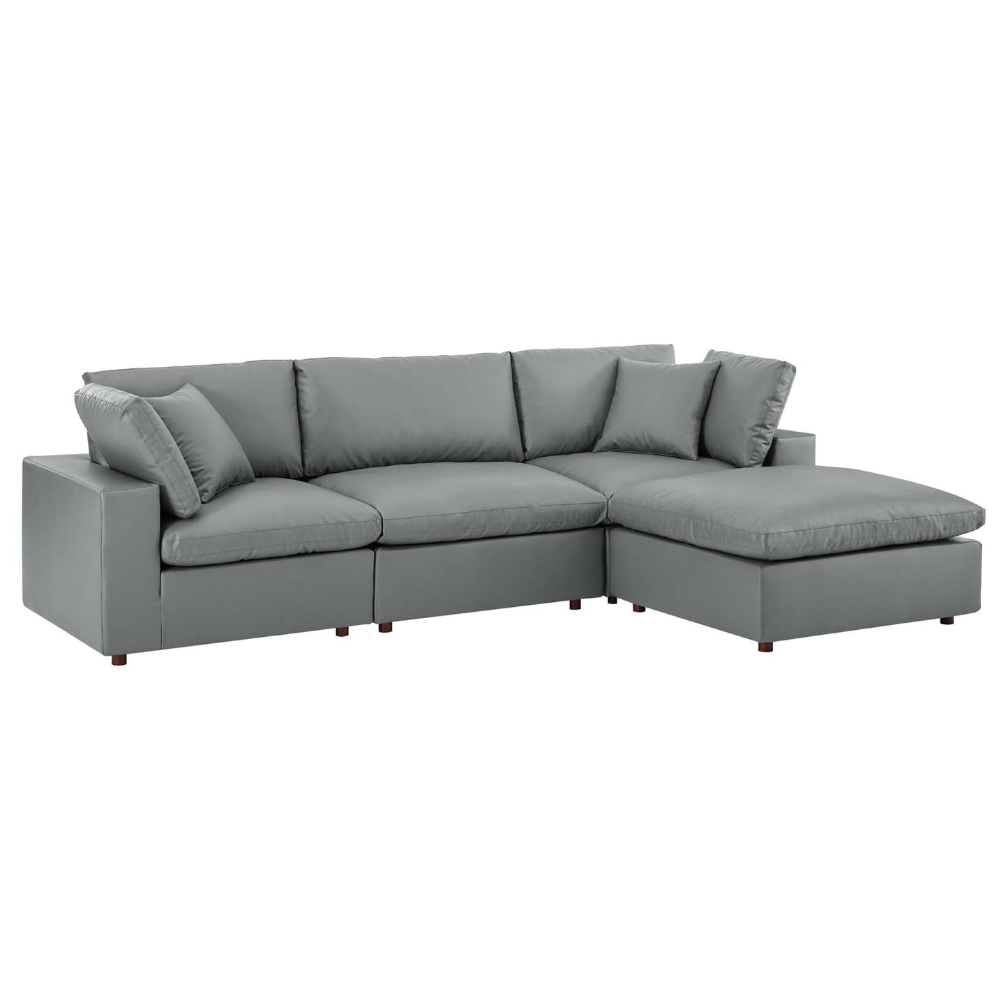 Modway Commix Down Filled Overstuffed Vegan Leather 4-Piece Sectional Sofa | Sofas | Modishstore
