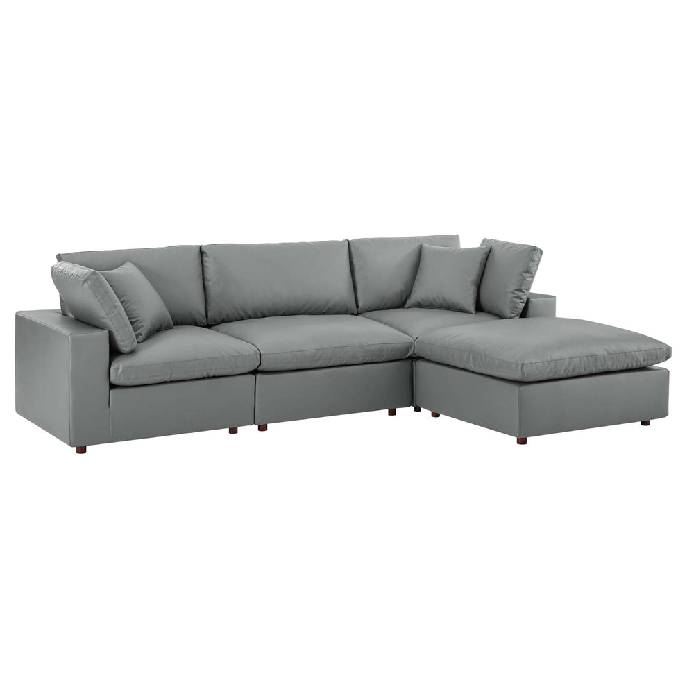Modway Commix Down Filled Overstuffed Vegan Leather 4-Piece Sectional Sofa - EEI-4915 | Sectional | Modishstore - 1