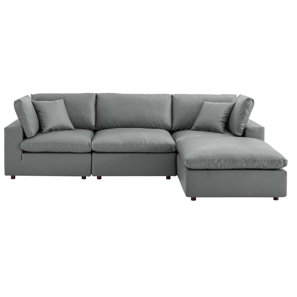 Modway Commix Down Filled Overstuffed Vegan Leather 4-Piece Sectional Sofa - EEI-4915 | Sectional | Modishstore - 2