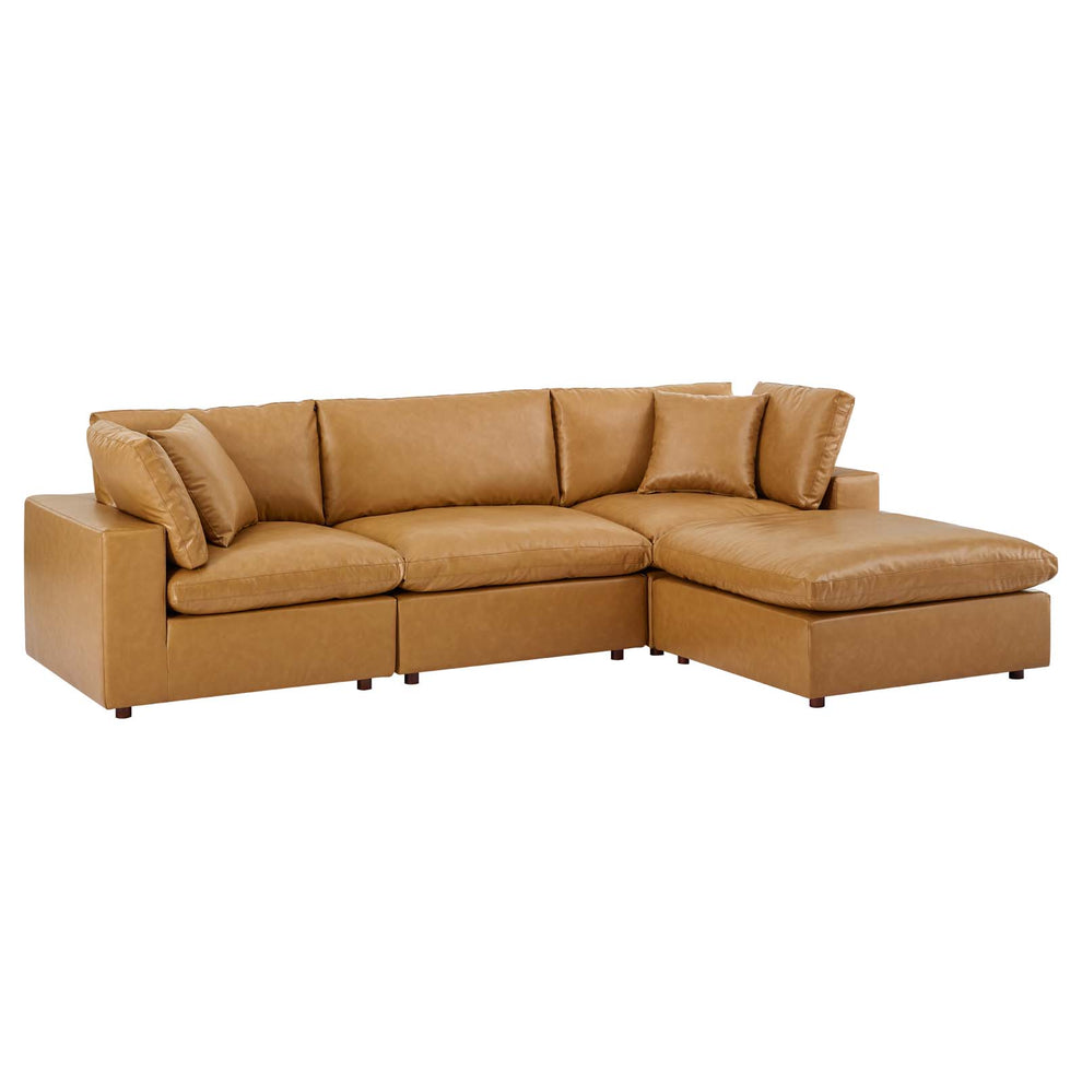 Modway Commix Down Filled Overstuffed Vegan Leather 4-Piece Sectional Sofa - EEI-4915 | Sectional | Modishstore - 4