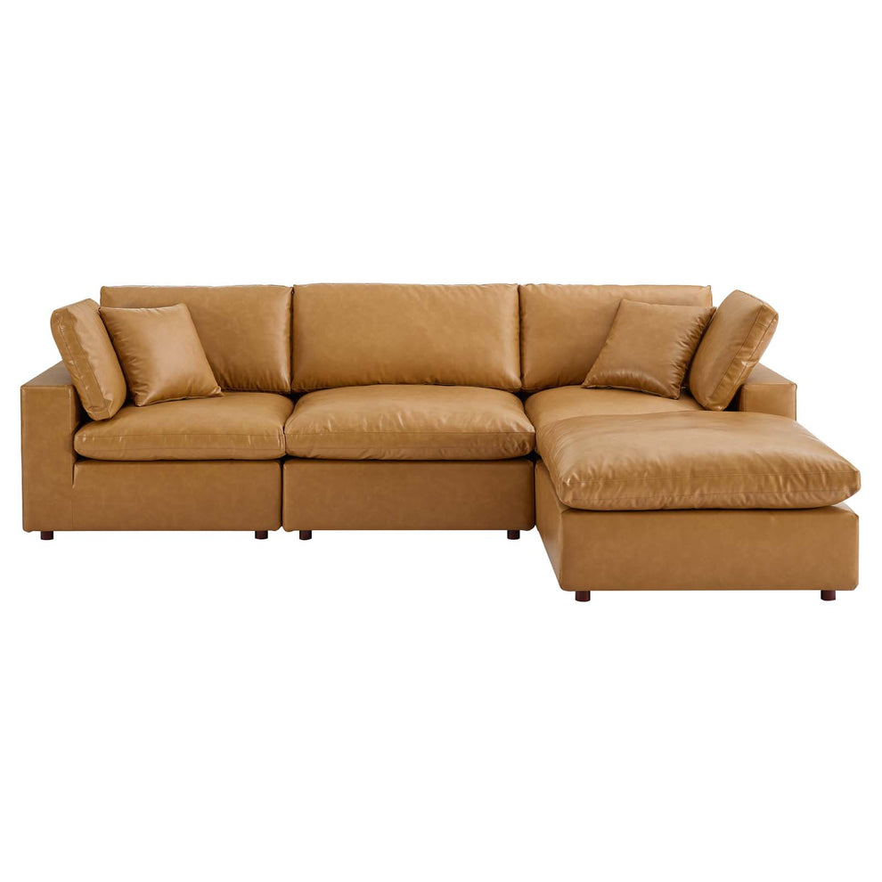 Modway Commix Down Filled Overstuffed Vegan Leather 4-Piece Sectional Sofa - EEI-4915 | Sectional | Modishstore - 5