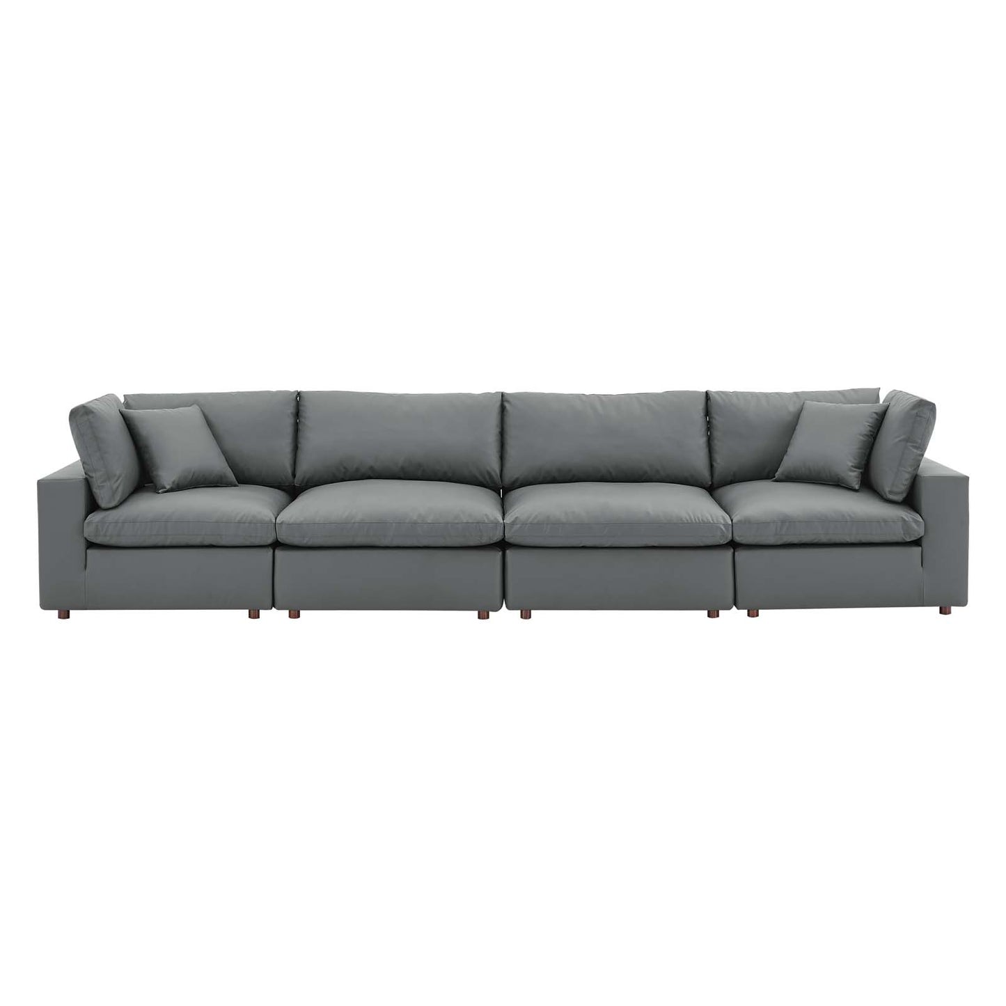 Modway Commix Down Filled Overstuffed Vegan Leather 4-Seater Sofa - EEI-4916 | Sofas | Modishstore - 1