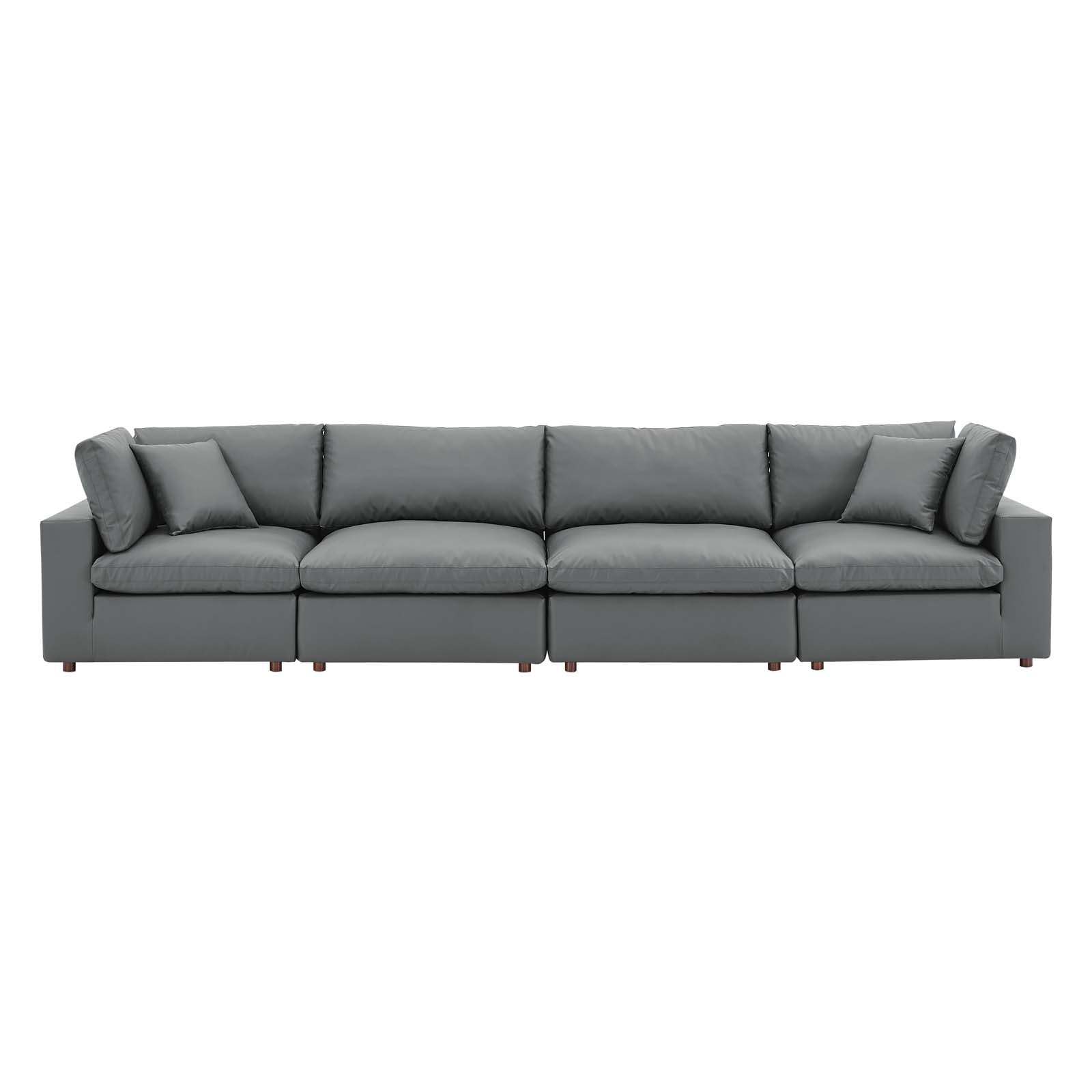 Modway Commix Down Filled Overstuffed Vegan Leather 4-Seater Sofa - EEI-4916 | Sofas | Modishstore - 1