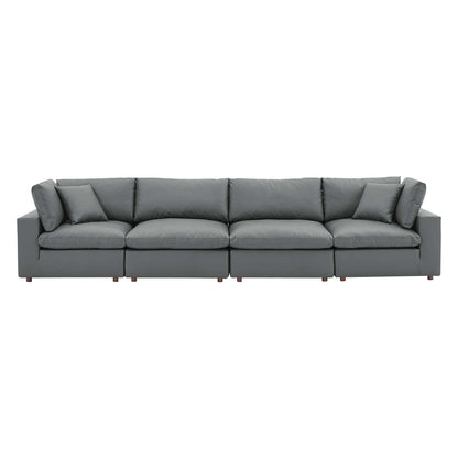 Modway Commix Down Filled Overstuffed Vegan Leather 4-Seater Sofa - EEI-4916 | Sofas | Modishstore - 1