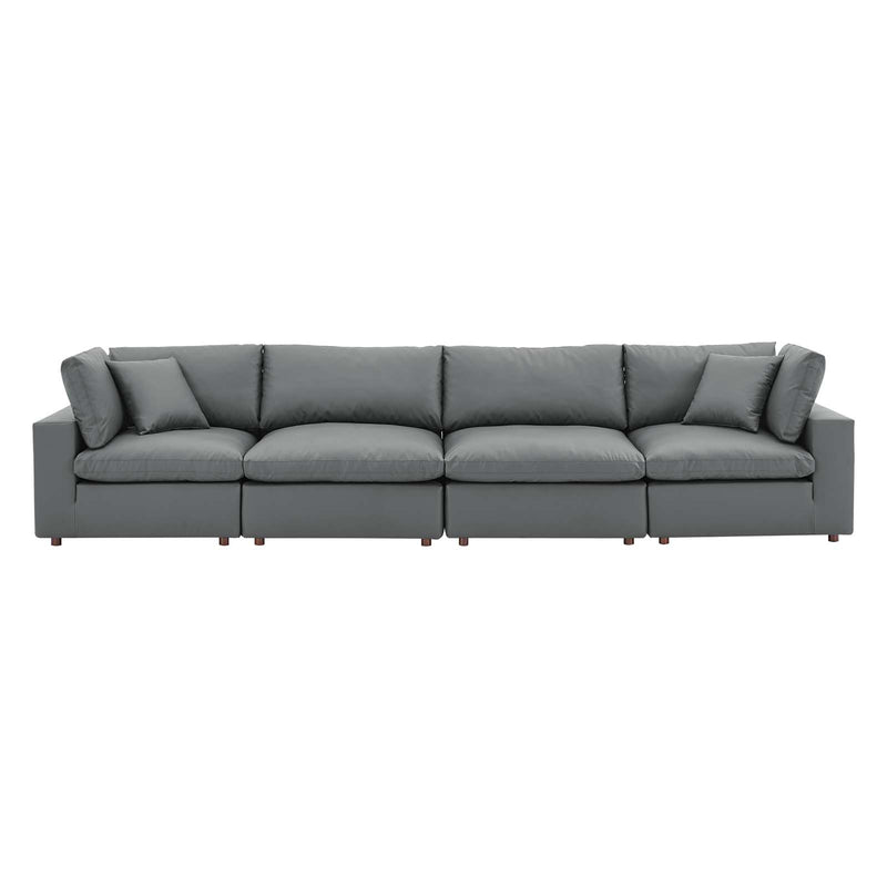 Modway Commix Down Filled Overstuffed Vegan Leather 4-Seater Sofa - EEI-4916 | Sofas | Modishstore - 1