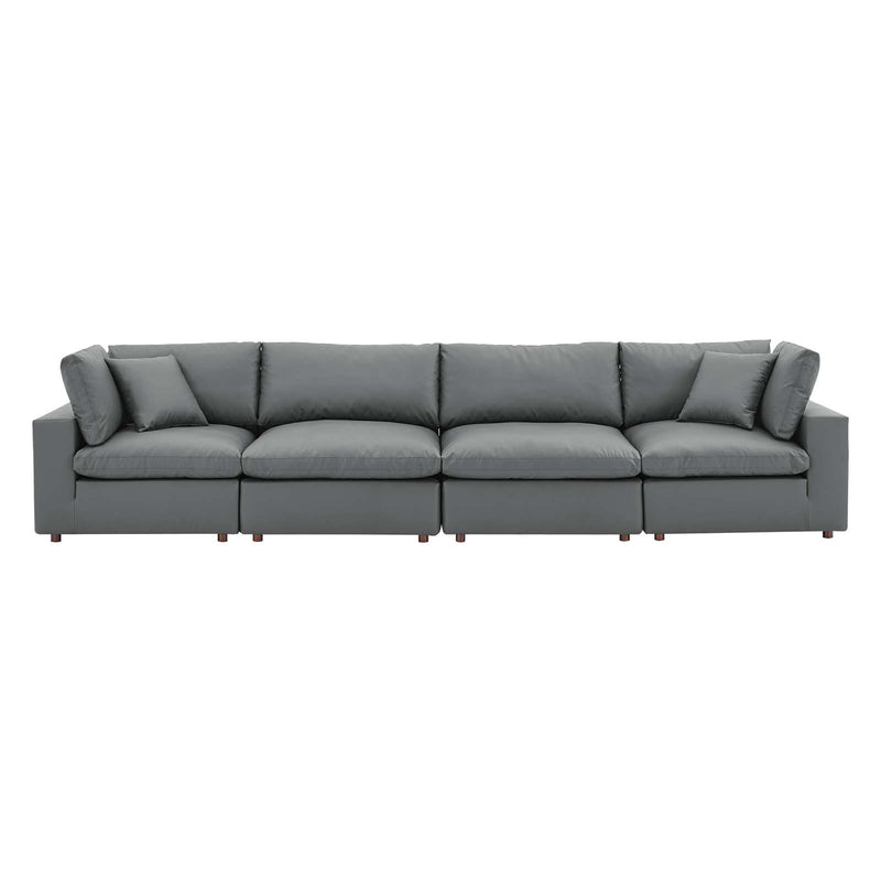Modway Commix Down Filled Overstuffed Vegan Leather 4-Seater Sofa | Sofas | Modishstore