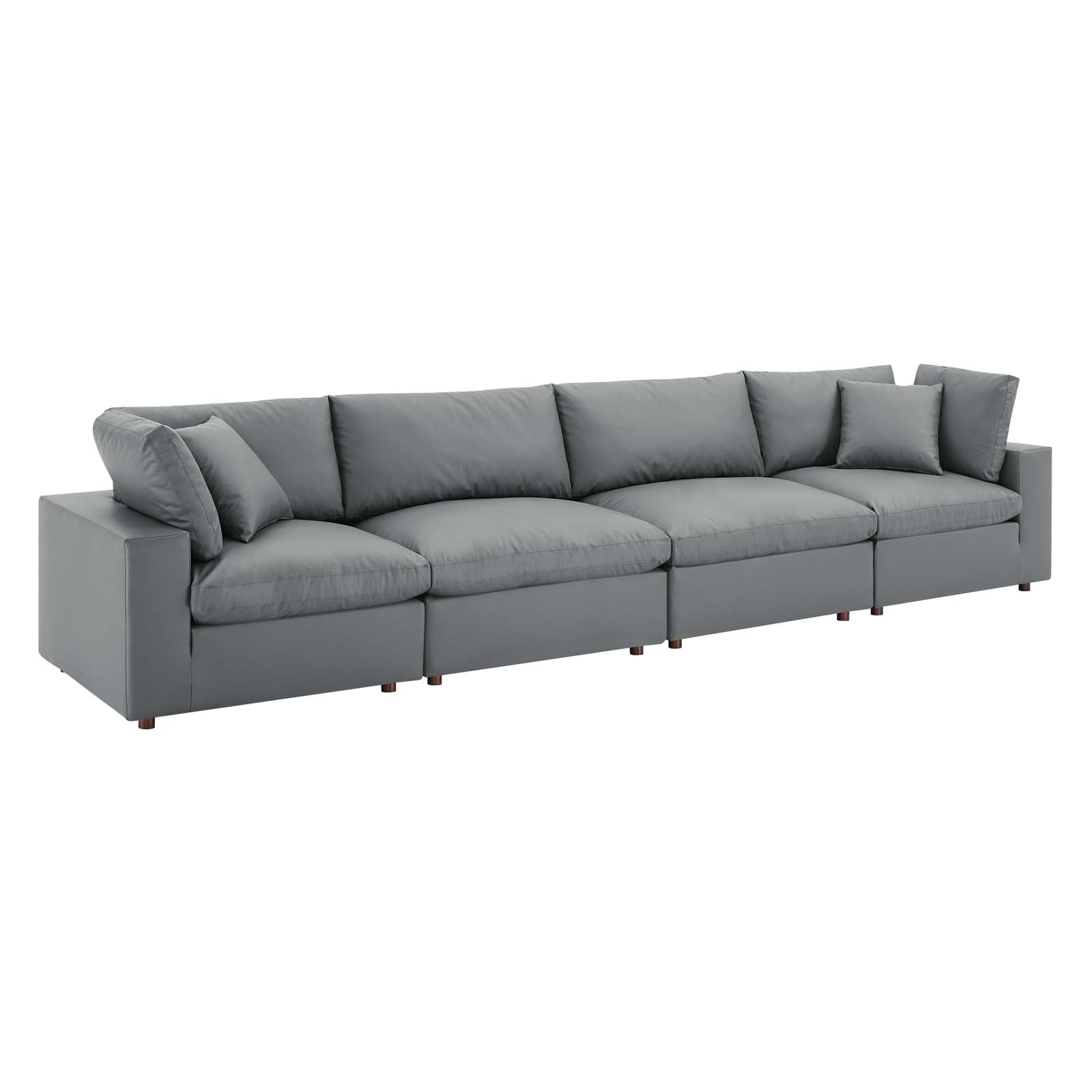 Modway Commix Down Filled Overstuffed Vegan Leather 4-Seater Sofa | Sofas | Modishstore-2
