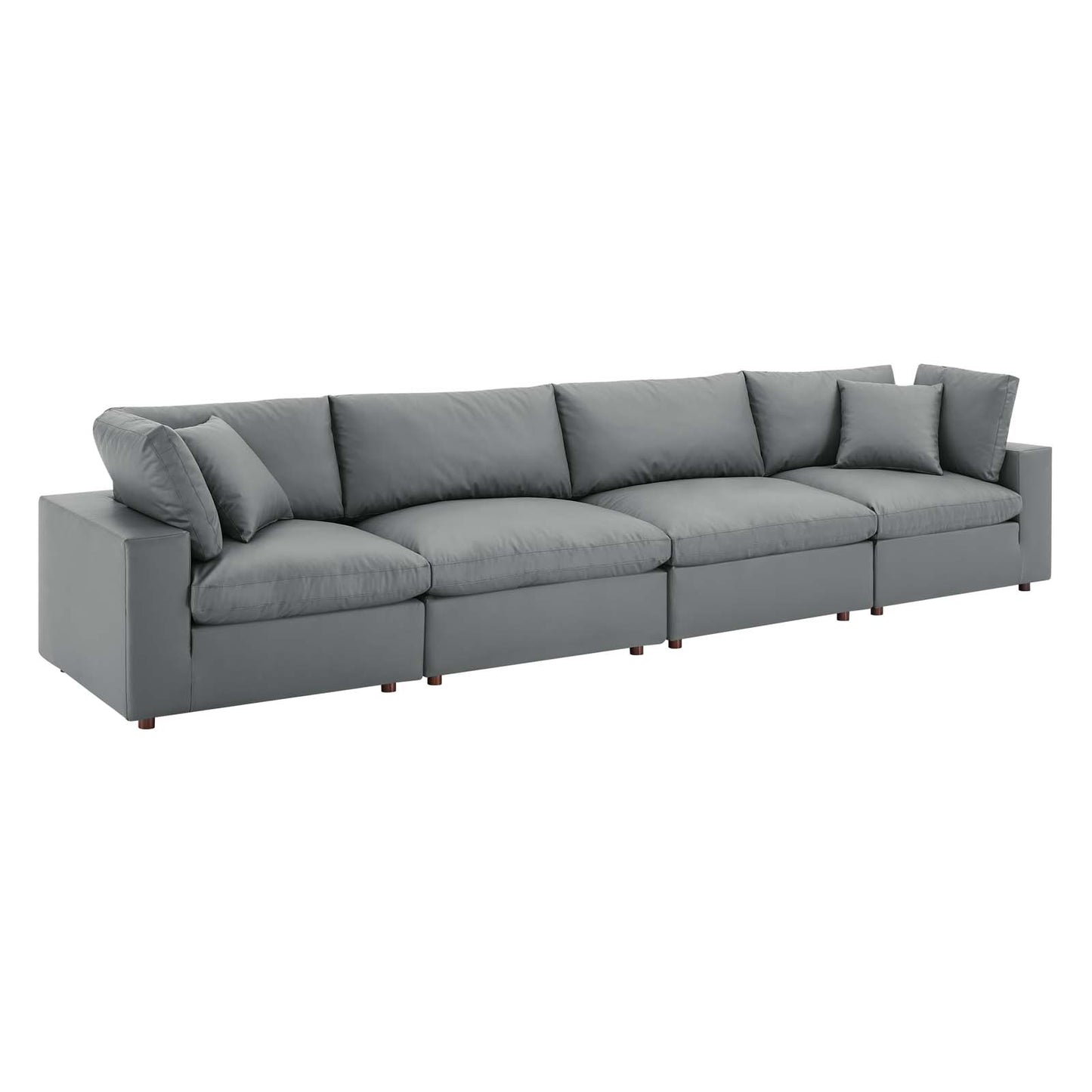 Modway Commix Down Filled Overstuffed Vegan Leather 4-Seater Sofa - EEI-4916 | Sofas | Modishstore - 2