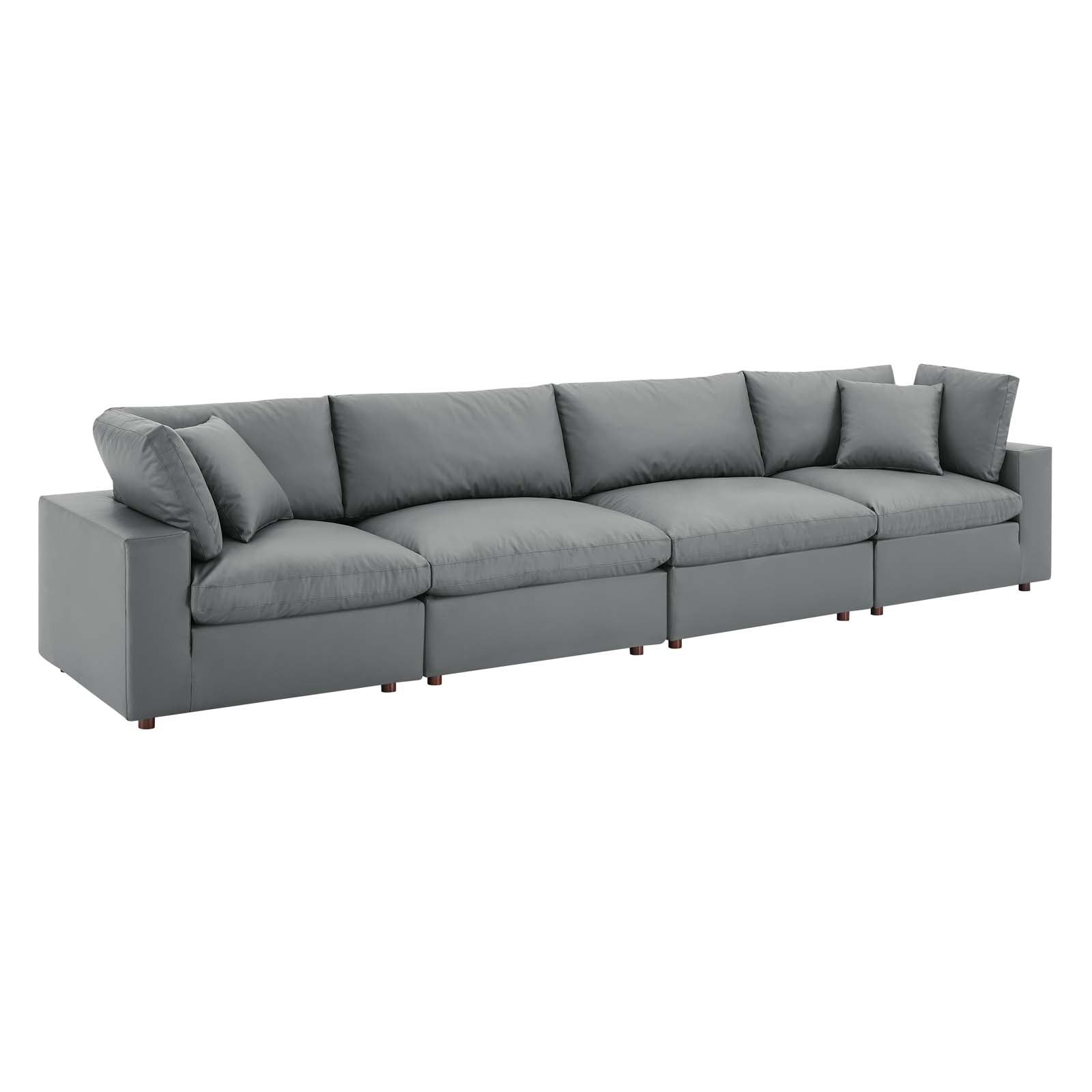 Modway Commix Down Filled Overstuffed Vegan Leather 4-Seater Sofa - EEI-4916 | Sofas | Modishstore - 2