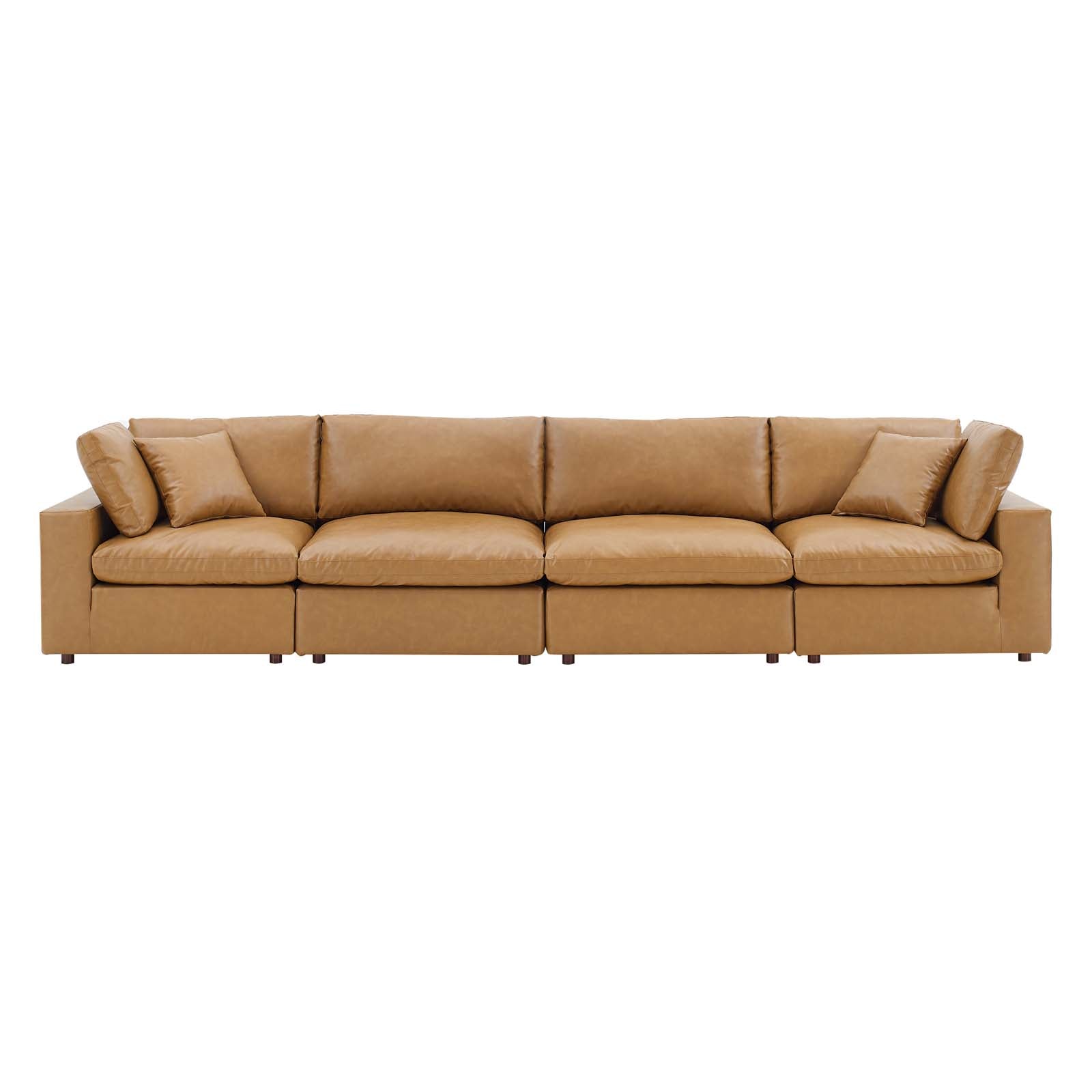 Modway Commix Down Filled Overstuffed Vegan Leather 4-Seater Sofa - EEI-4916 | Sofas | Modishstore - 4