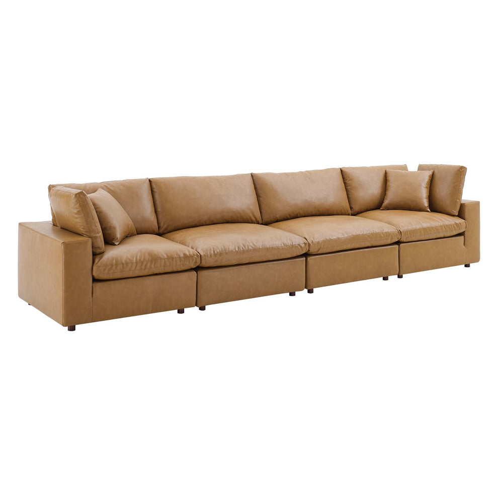 Modway Commix Down Filled Overstuffed Vegan Leather 4-Seater Sofa - EEI-4916 | Sofas | Modishstore - 5