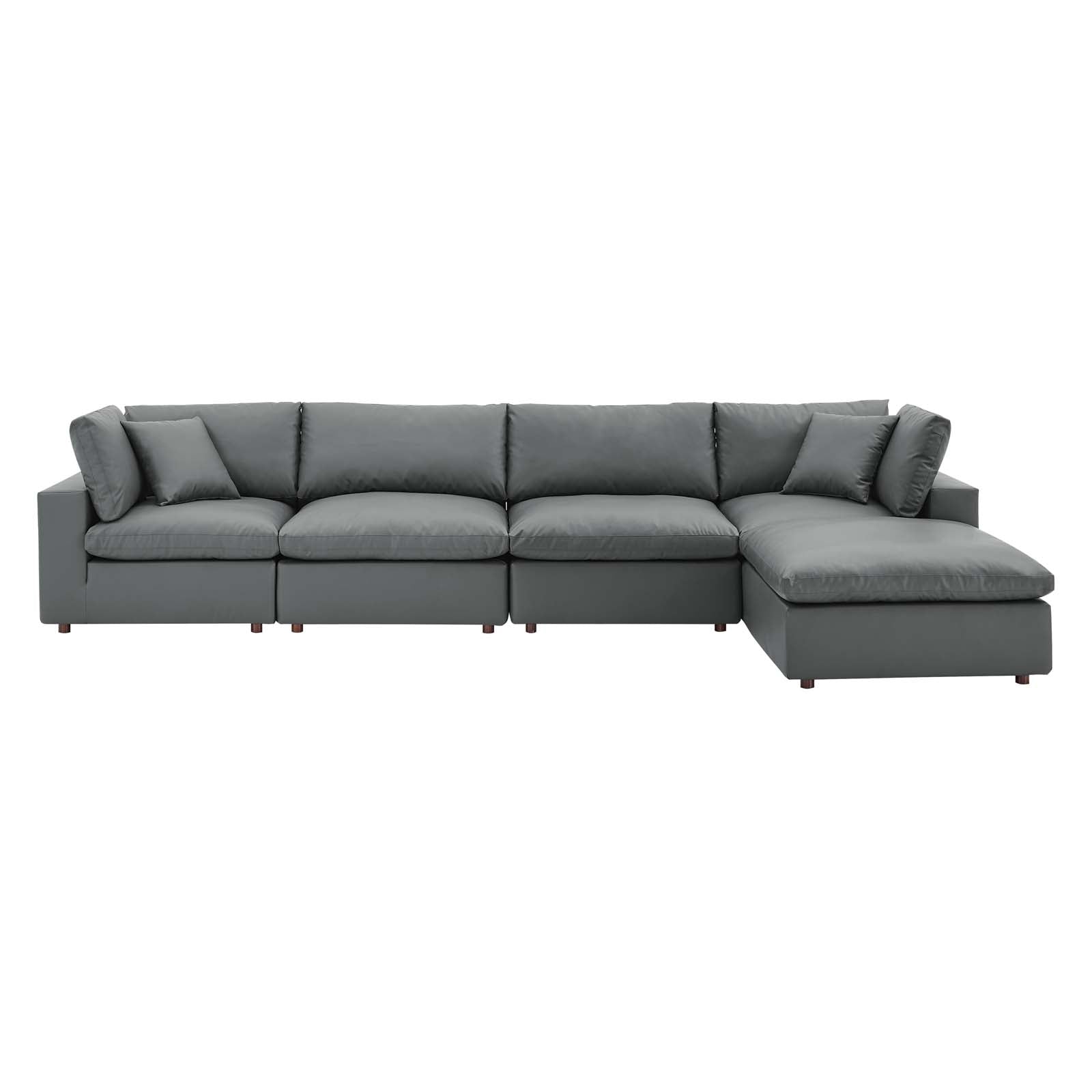 Modway Commix Down Filled Overstuffed Vegan Leather 5-Piece Sectional Sofa | Sofas | Modishstore-2