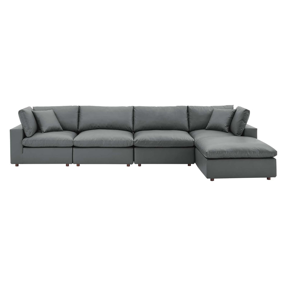 Modway Commix Down Filled Overstuffed Vegan Leather 5-Piece Sectional Sofa - EEI-4917 | Sectional | Modishstore - 2