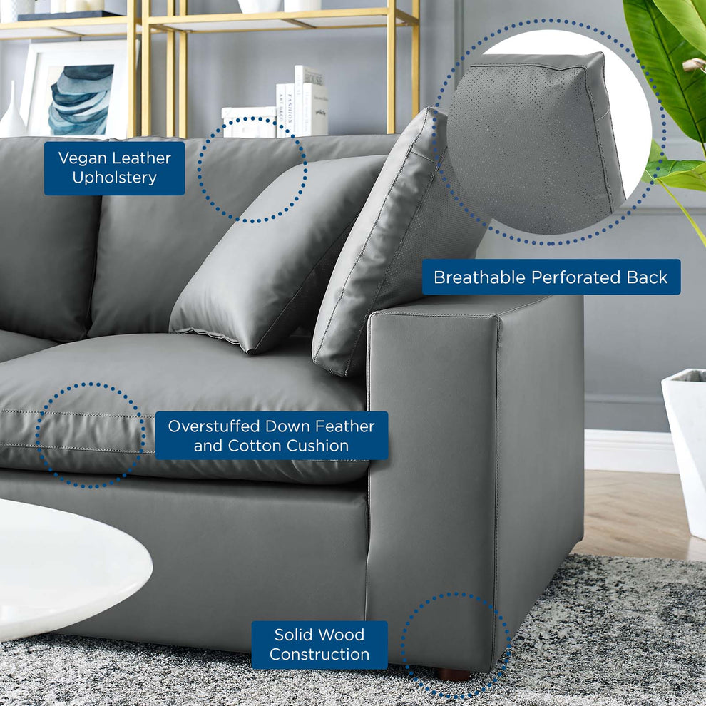 Modway Commix Down Filled Overstuffed Vegan Leather 5-Piece Sectional Sofa - EEI-4917 | Sectional | Modishstore - 4