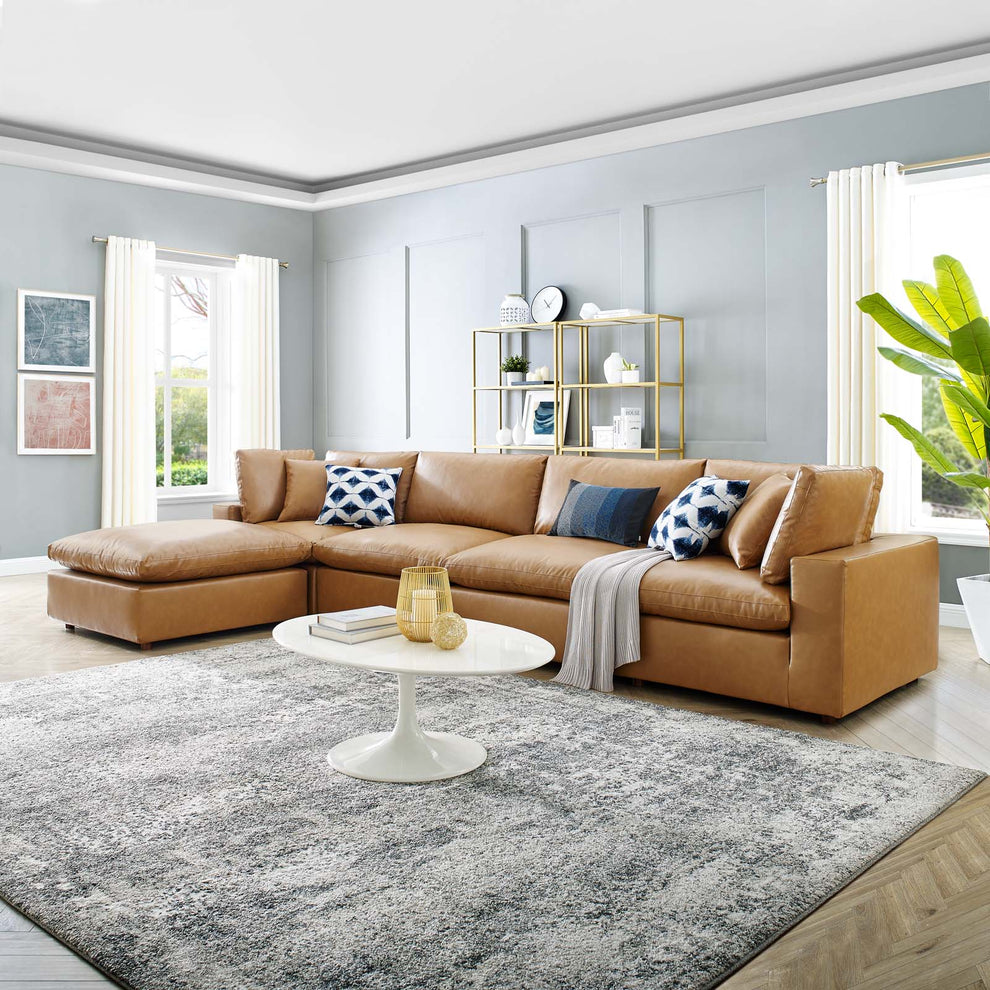 Modway Commix Down Filled Overstuffed Vegan Leather 5-Piece Sectional Sofa - EEI-4917 | Sectional | Modishstore - 6