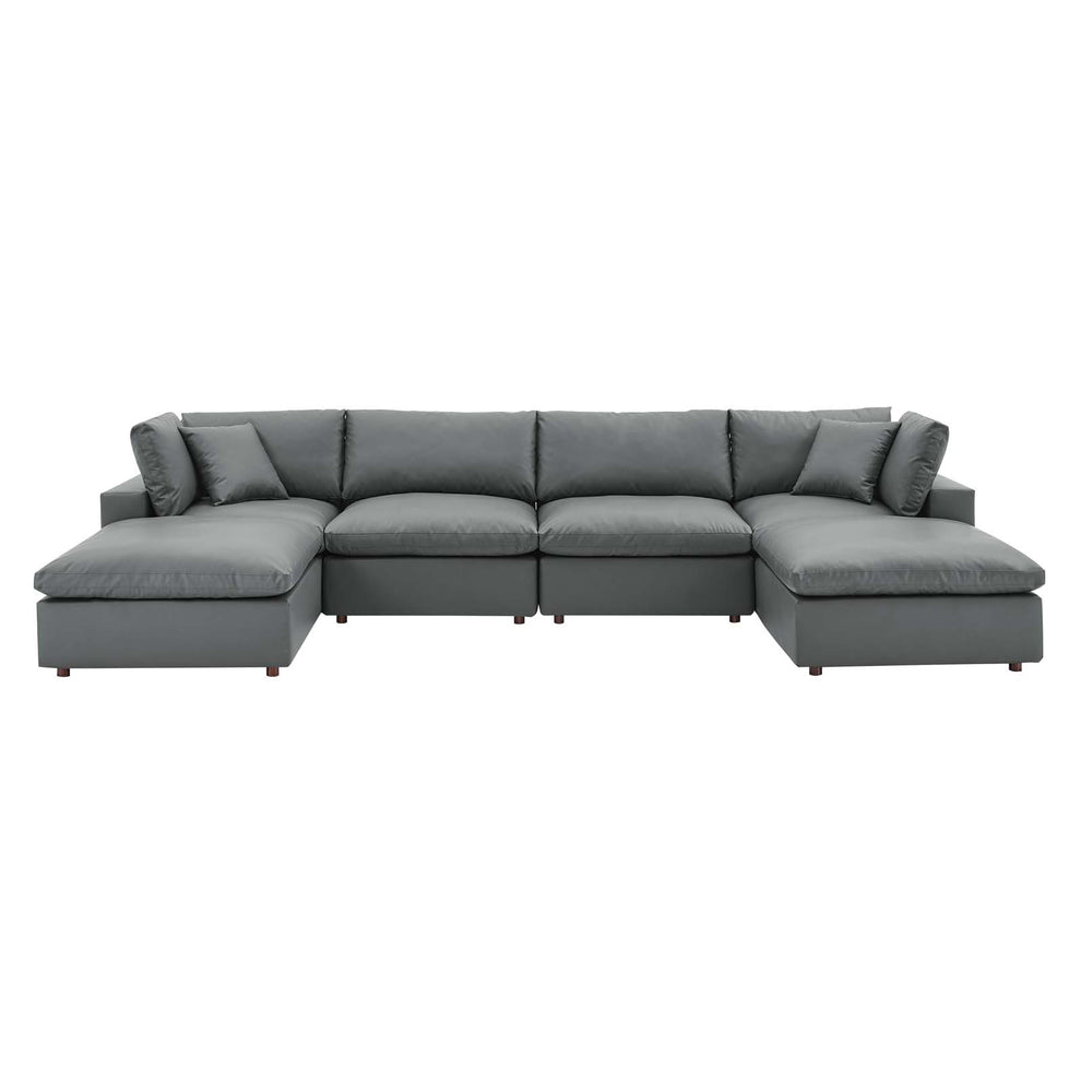 Modway Commix Down Filled Overstuffed Vegan Leather 6-Piece Sectional Sofa - EEI-4918 | Sectional | Modishstore - 2