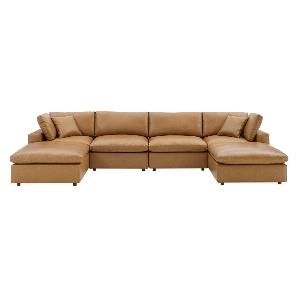 Modway Commix Down Filled Overstuffed Vegan Leather 6-Piece Sectional Sofa - EEI-4918 | Sectional | Modishstore - 6