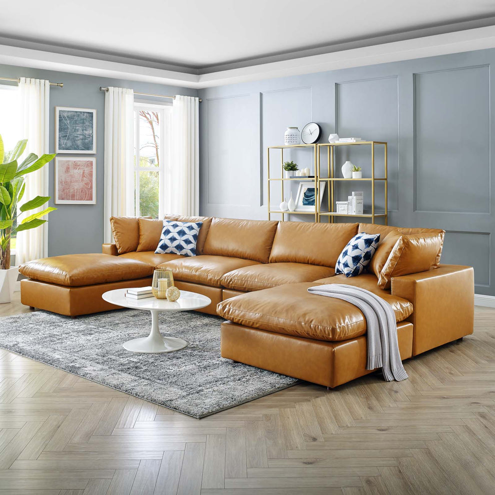 Modway Commix Down Filled Overstuffed Vegan Leather 6-Piece Sectional Sofa - EEI-4918 | Sectional | Modishstore - 5
