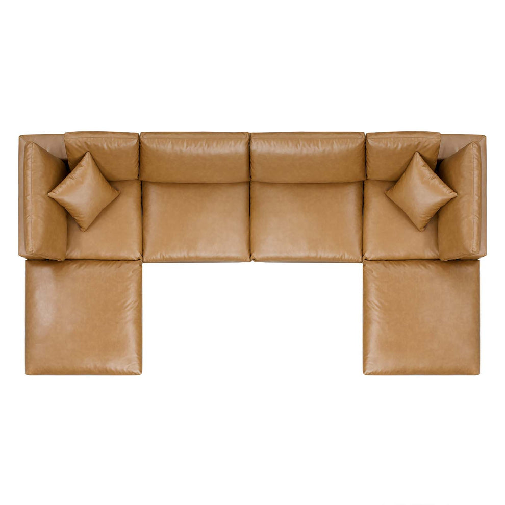 Modway Commix Down Filled Overstuffed Vegan Leather 6-Piece Sectional Sofa - EEI-4918 | Sectional | Modishstore - 7