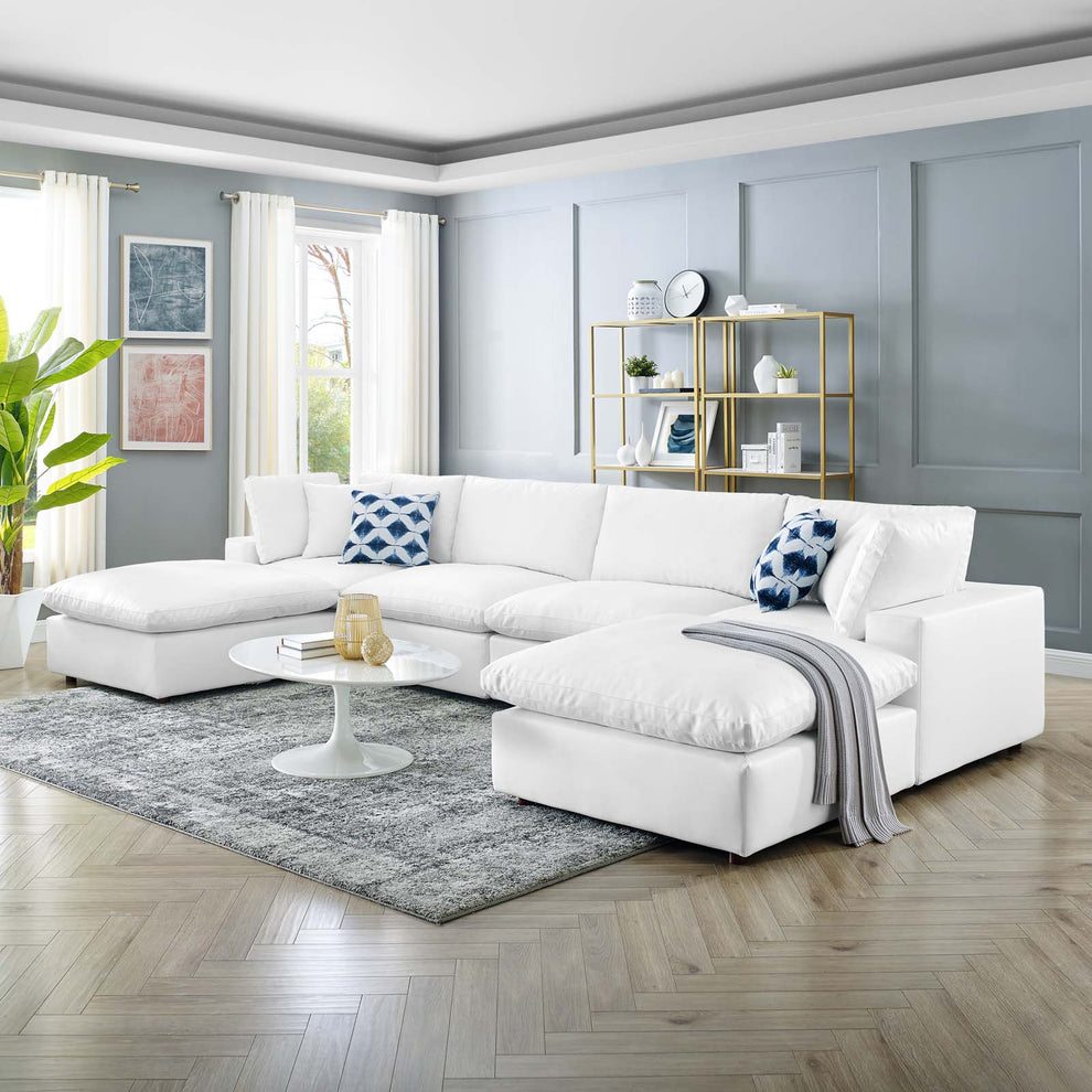 Modway Commix Down Filled Overstuffed Vegan Leather 6-Piece Sectional Sofa - EEI-4918 | Sectional | Modishstore - 9