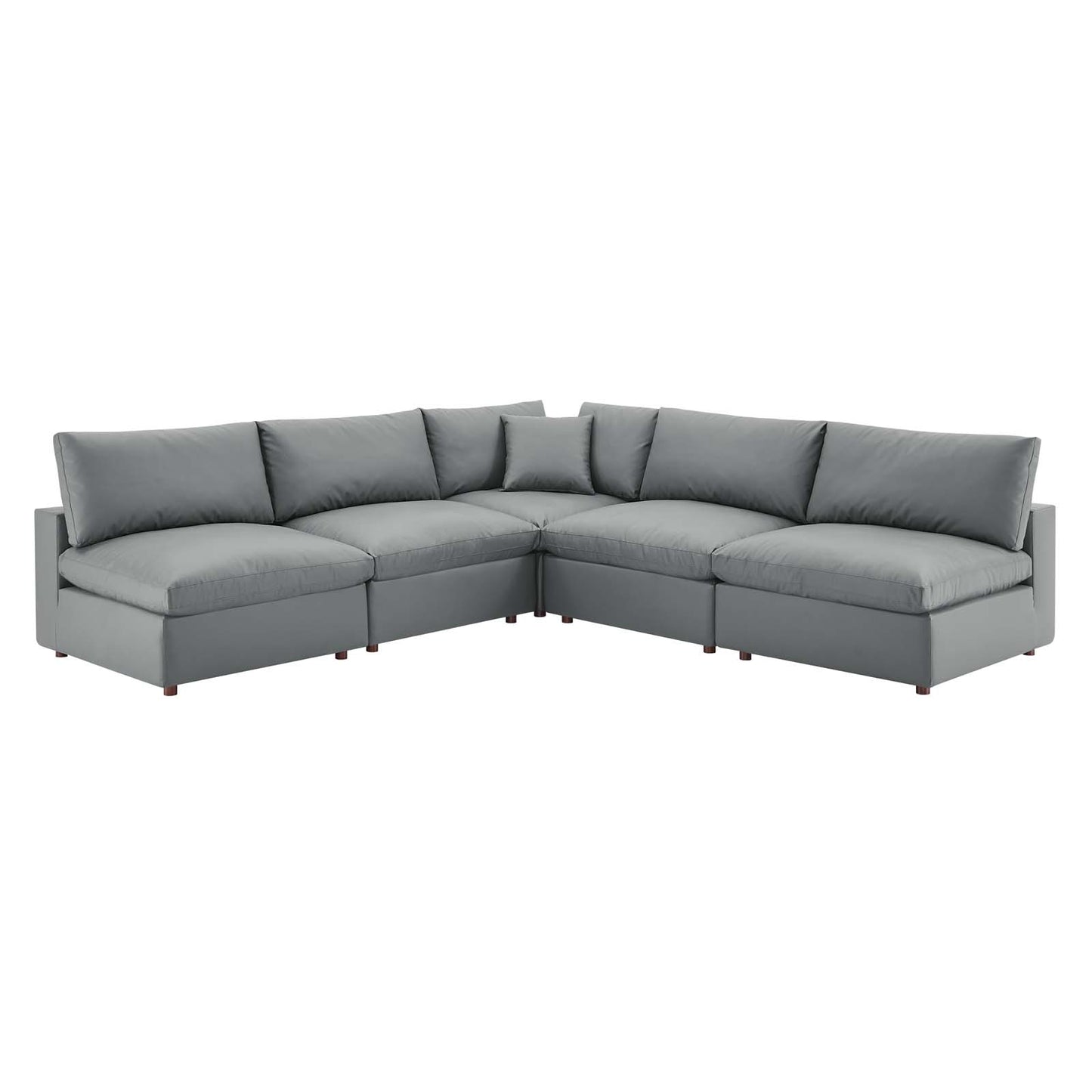 New Modway Commix Down Filled Overstuffed Vegan Leather 5-Piece Sectional Sofa EEI-4919-GRY |  | Modishstore-14