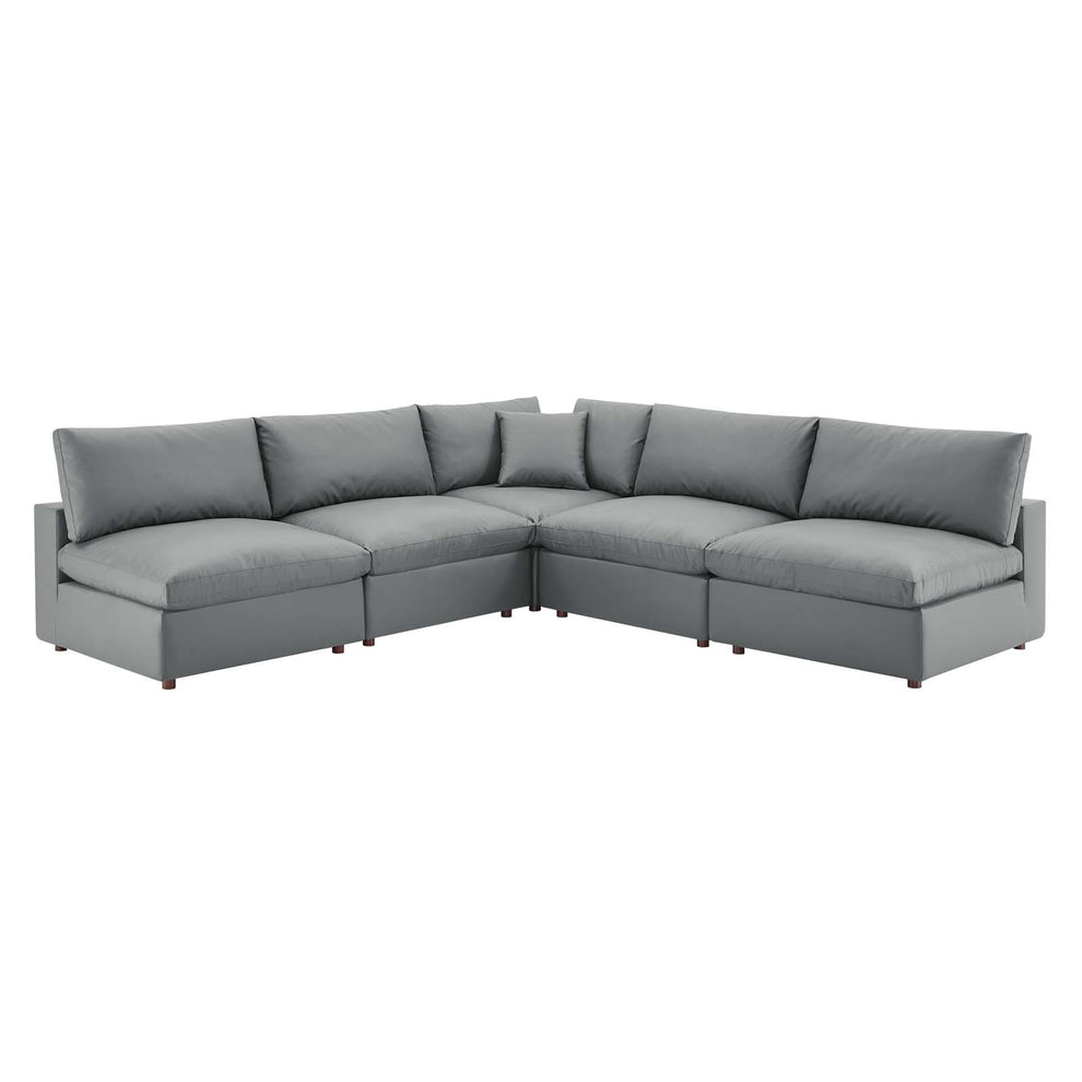 Modway Commix Down Filled Overstuffed Vegan Leather 5-Piece Sectional Sofa EEI-4919 | Sectional | Modishstore - 14