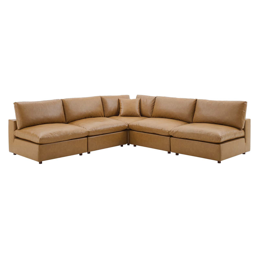 Modway Commix Down Filled Overstuffed Vegan Leather 5-Piece Sectional Sofa EEI-4919 | Sectional | Modishstore - 2