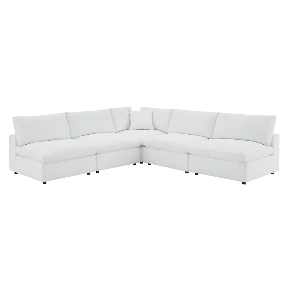Modway Commix Down Filled Overstuffed Vegan Leather 5-Piece Sectional Sofa EEI-4919 | Sectional | Modishstore - 8