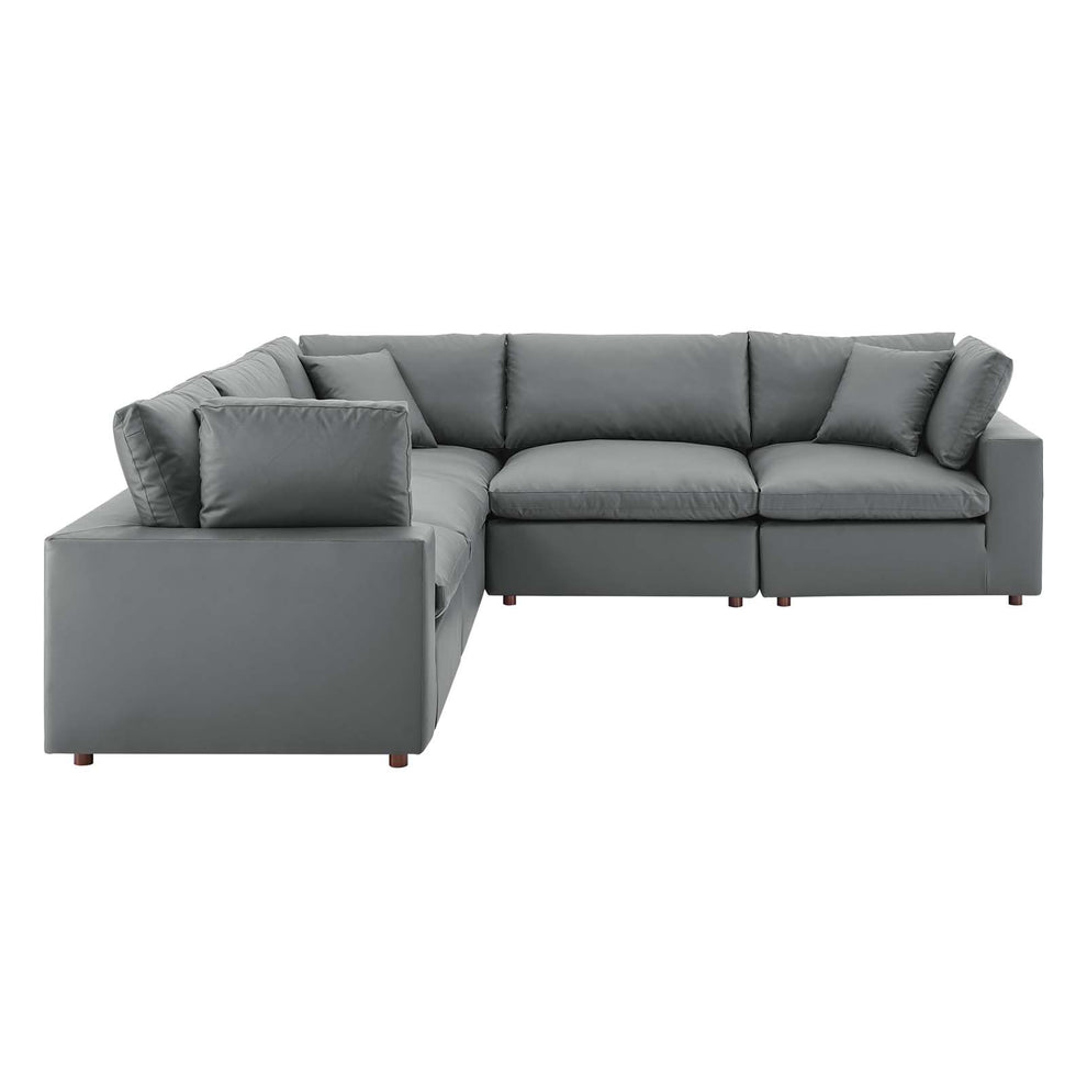 Modway Commix Down Filled Overstuffed Vegan Leather 5-Piece Sectional Sofa - EEI-4920 | Sectional | Modishstore - 2