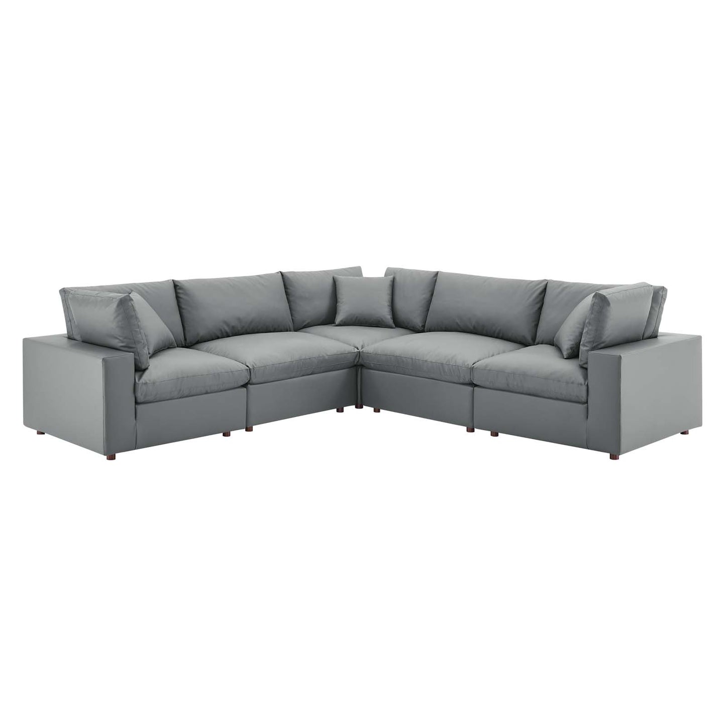 Modway Commix Down Filled Overstuffed Vegan Leather 5-Piece Sectional Sofa | Sofas | Modishstore-3
