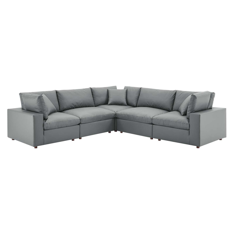 Modway Commix Down Filled Overstuffed Vegan Leather 5-Piece Sectional Sofa - EEI-4920 | Sectional | Modishstore - 3