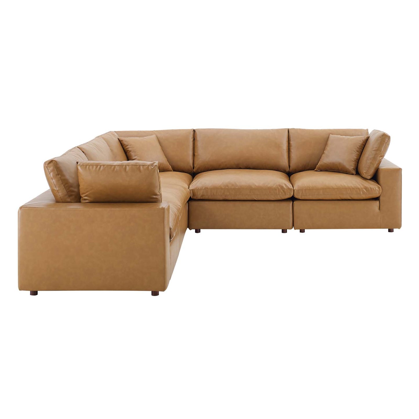 Modway Commix Down Filled Overstuffed Vegan Leather 5-Piece Sectional Sofa | Sofas | Modishstore-9