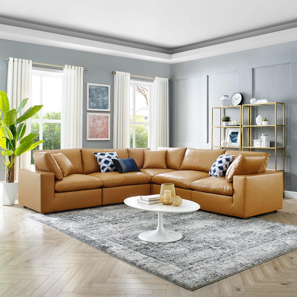 Modway Commix Down Filled Overstuffed Vegan Leather 5-Piece Sectional Sofa - EEI-4920 | Sectional | Modishstore - 8