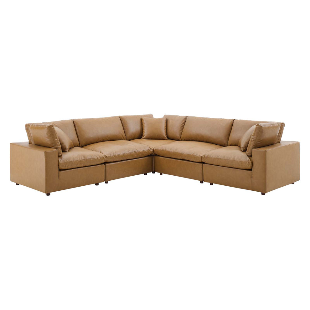 Modway Commix Down Filled Overstuffed Vegan Leather 5-Piece Sectional Sofa - EEI-4920 | Sectional | Modishstore - 10