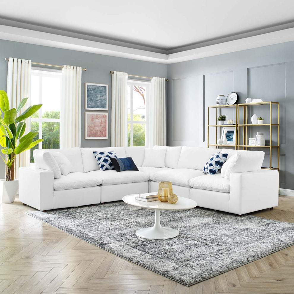 Modway Commix Down Filled Overstuffed Vegan Leather 5-Piece Sectional Sofa - EEI-4920 | Sectional | Modishstore - 12