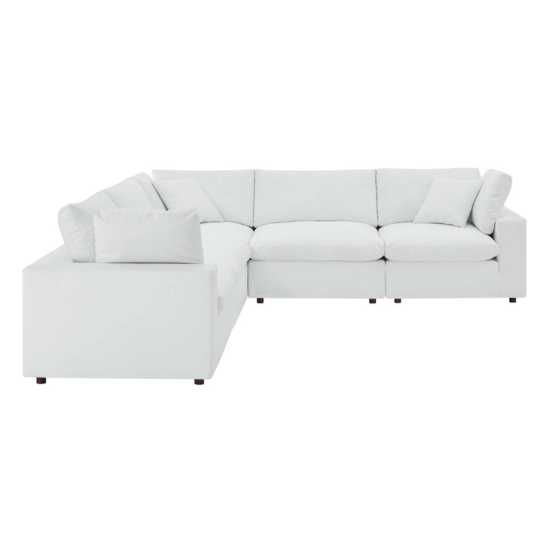 Modway Commix Down Filled Overstuffed Vegan Leather 5-Piece Sectional Sofa | Sofas | Modishstore-13