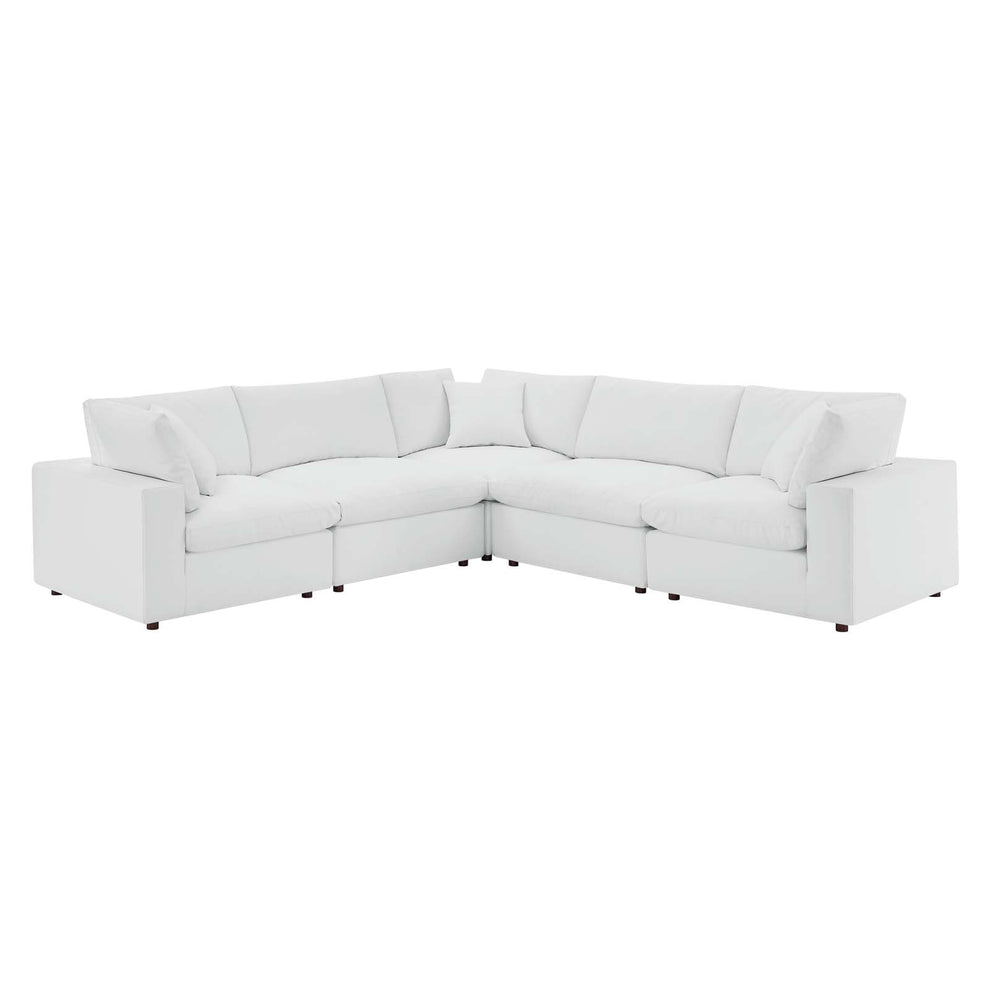 Modway Commix Down Filled Overstuffed Vegan Leather 5-Piece Sectional Sofa - EEI-4920 | Sectional | Modishstore - 14