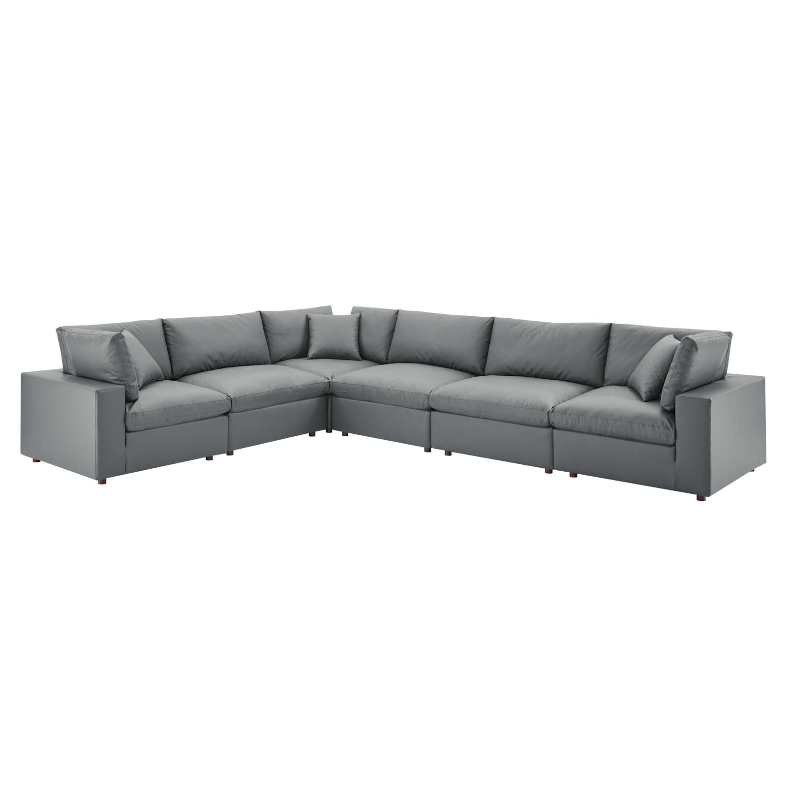 Modway Commix Down Filled Overstuffed Vegan Leather 6-Piece Sectional Sofa | Sofas | Modishstore