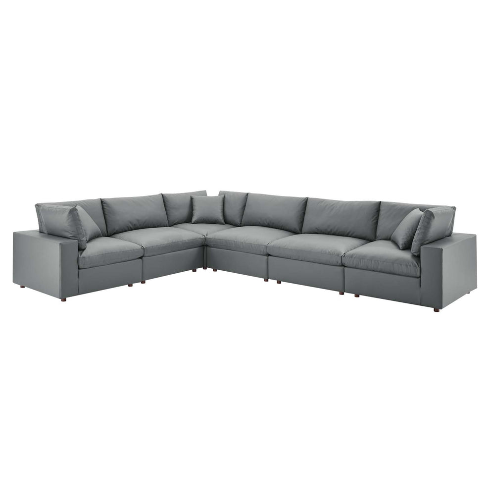 Modway Commix Down Filled Overstuffed Vegan Leather 6-Piece Sectional Sofa - EEI-4921 | Sectional | Modishstore - 1