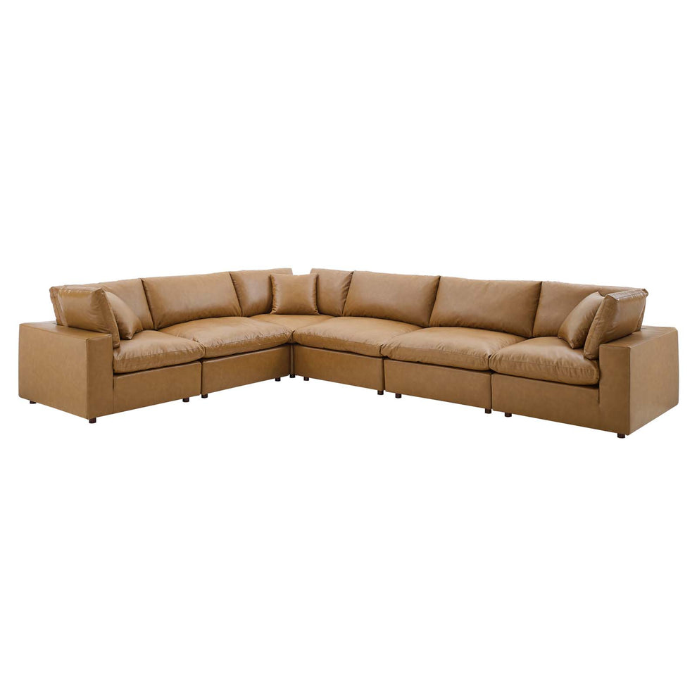 Modway Commix Down Filled Overstuffed Vegan Leather 6-Piece Sectional Sofa - EEI-4921 | Sectional | Modishstore - 4