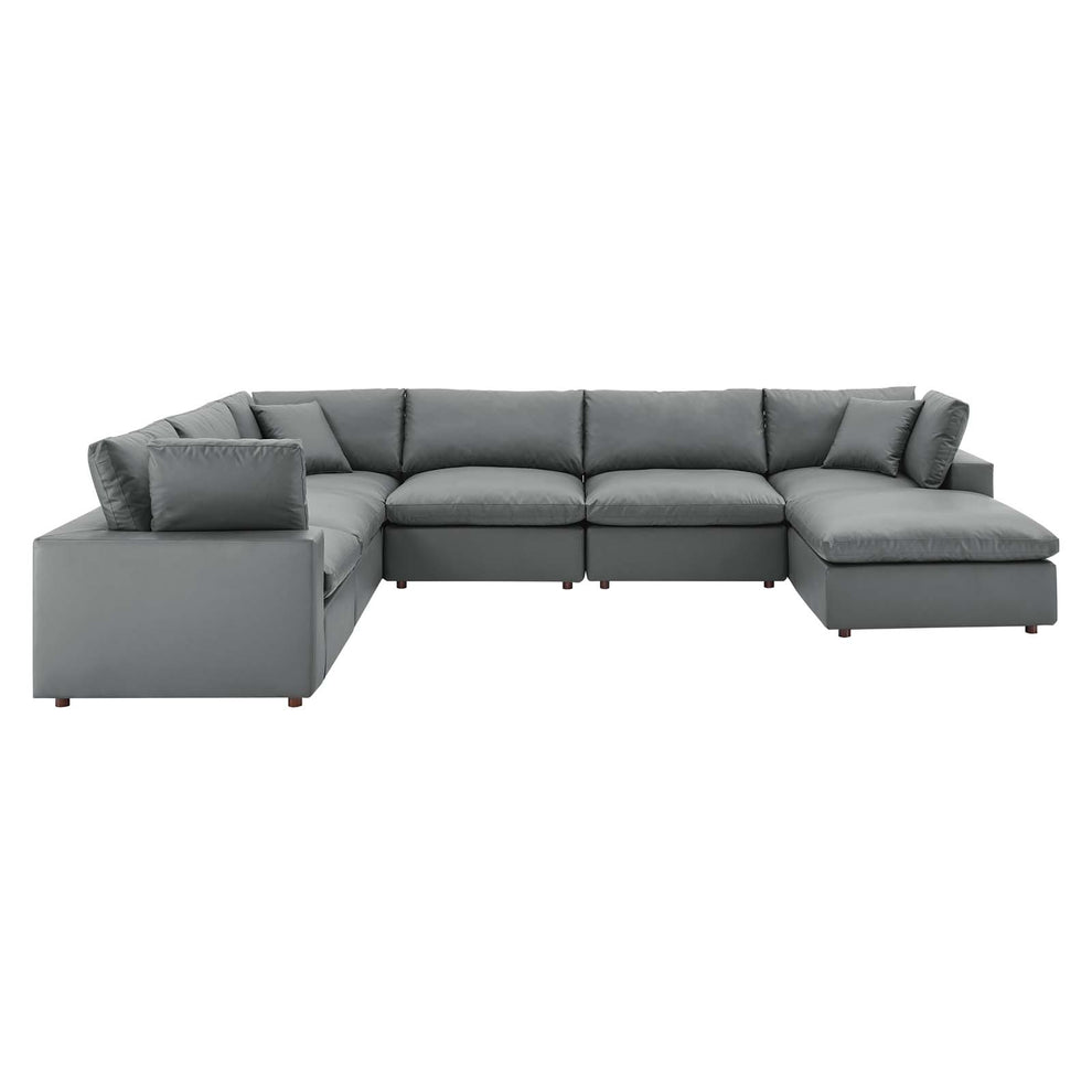 Modway Commix Down Filled Overstuffed Vegan Leather 7-Piece Sectional Sofa - EEI-4922 | Sofa Set | Modishstore - 1