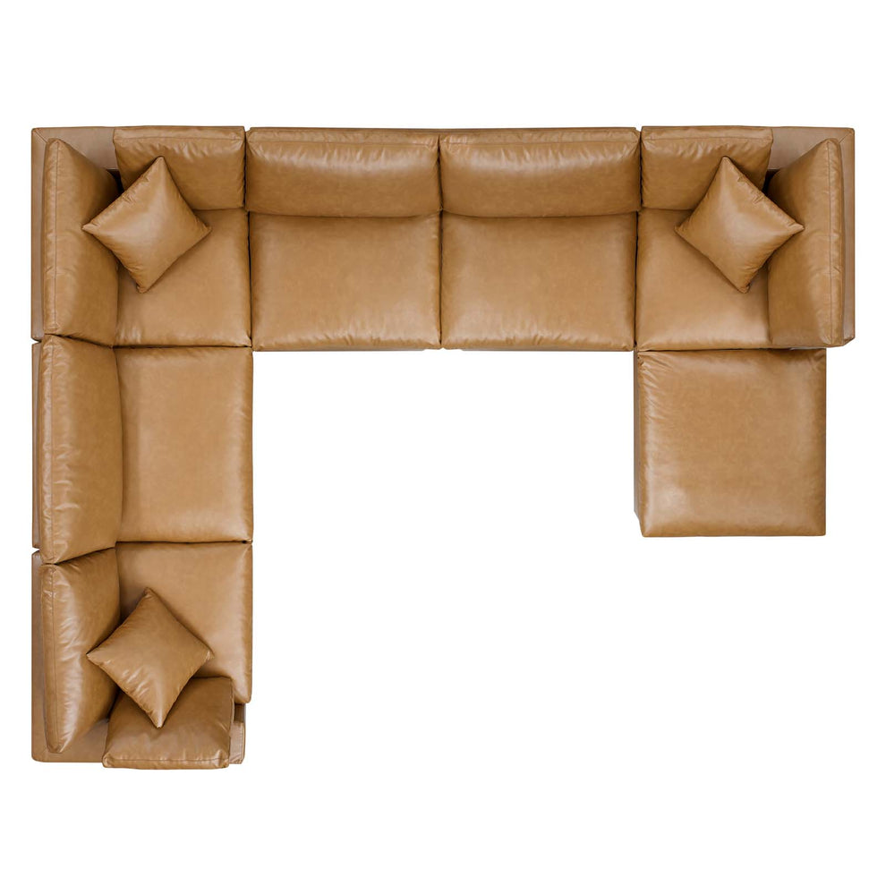 Modway Commix Down Filled Overstuffed Vegan Leather 7-Piece Sectional Sofa - EEI-4922 | Sofa Set | Modishstore - 5