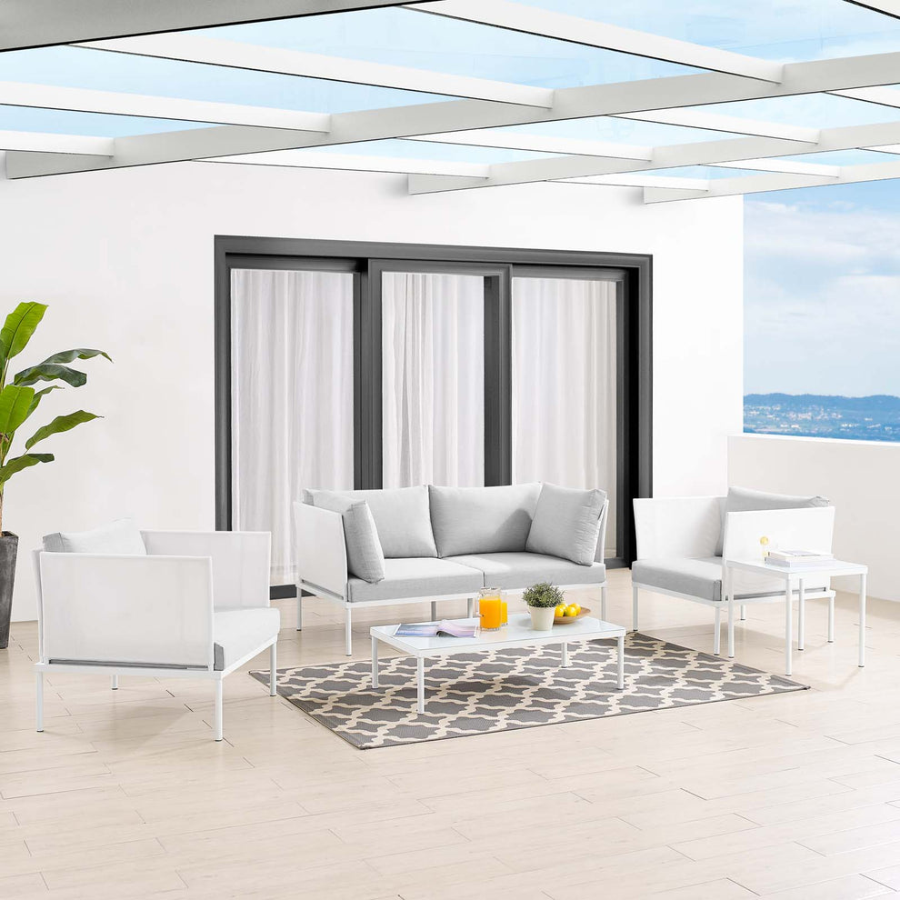 Harmony 5-Piece  Sunbrella® Outdoor Patio Aluminum Furniture Set By Modway - EEI-4924 | Outdoor Sofas, Loveseats & Sectionals | Modishstore - 1