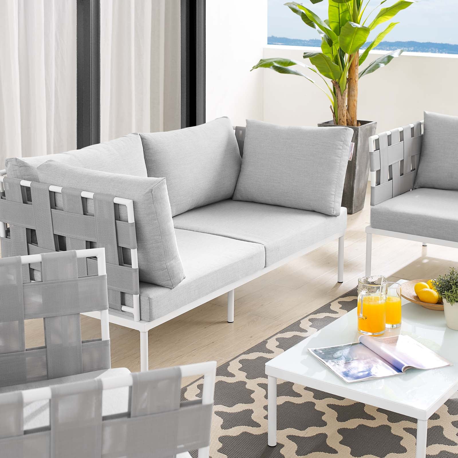 Harmony 5-Piece  Sunbrella® Outdoor Patio Aluminum Furniture Set By Modway - EEI-4925 | Outdoor Sofas, Loveseats & Sectionals | Modishstore - 8