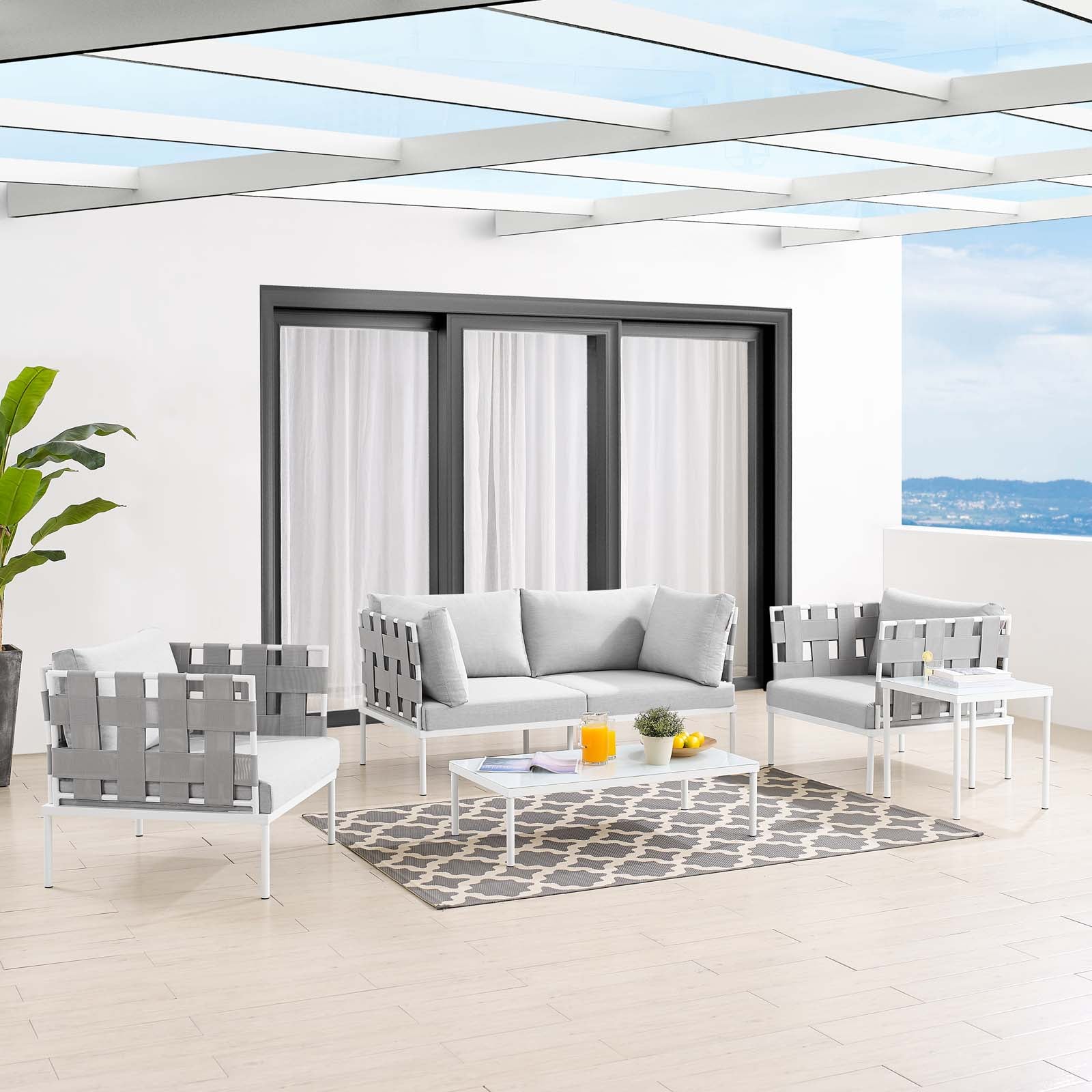 Harmony 5-Piece  Sunbrella® Outdoor Patio Aluminum Furniture Set By Modway - EEI-4925 | Outdoor Sofas, Loveseats & Sectionals | Modishstore