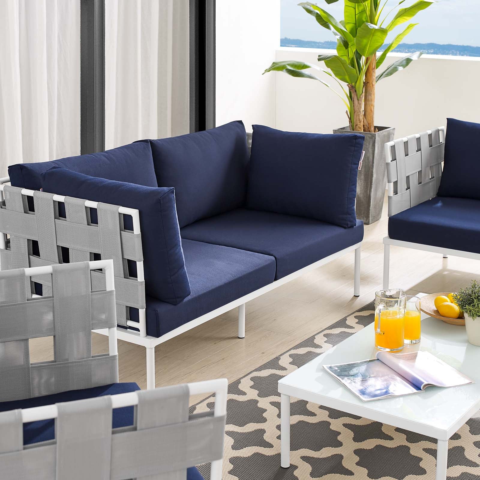 Harmony 5-Piece  Sunbrella® Outdoor Patio Aluminum Furniture Set By Modway - EEI-4925 | Outdoor Sofas, Loveseats & Sectionals | Modishstore - 22